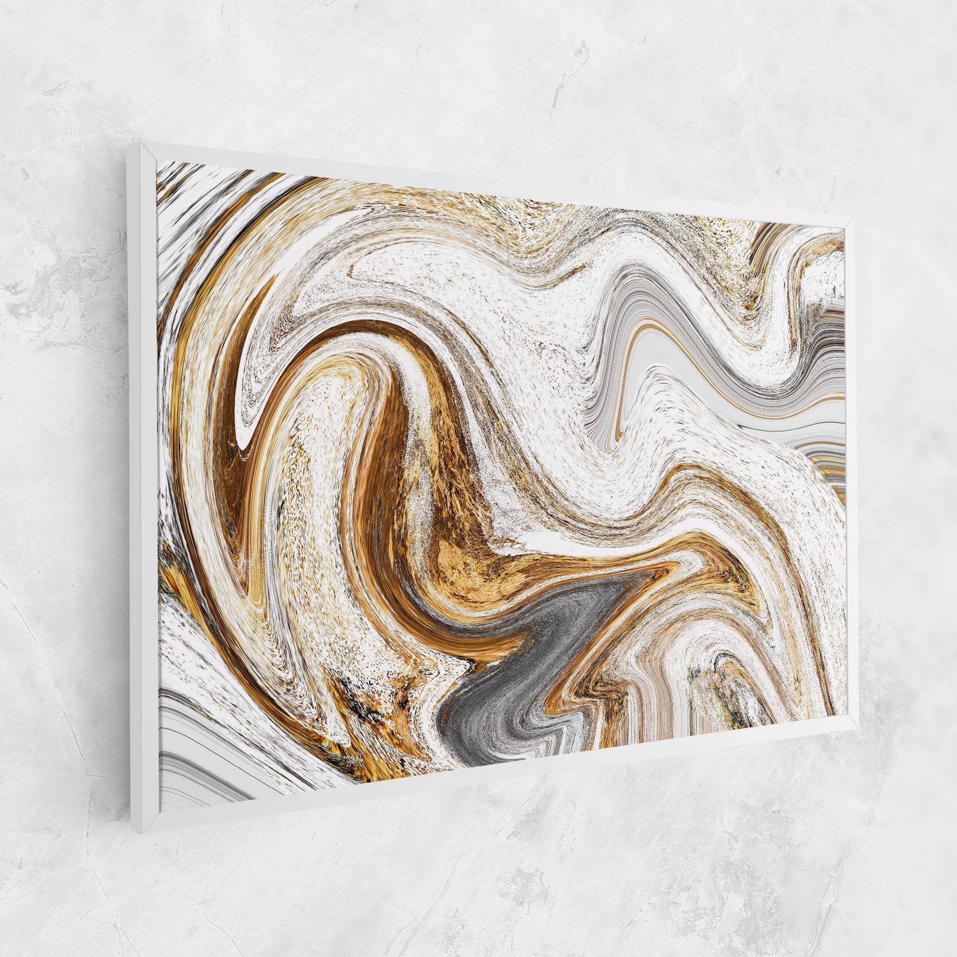Leinwandbild Gold White Liquid mockup 1