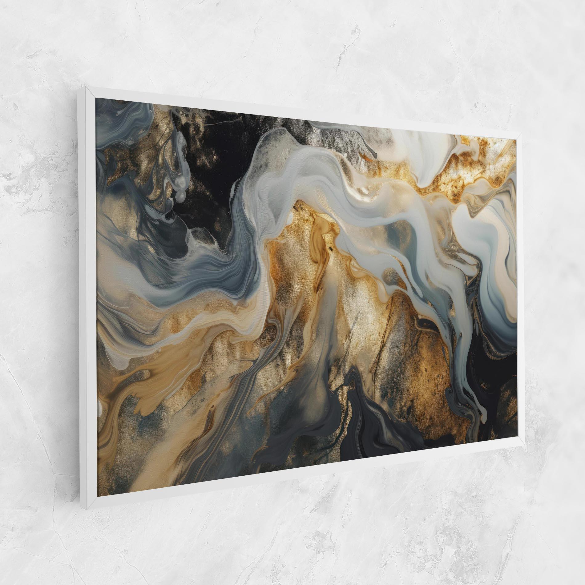 Leinwandbild Grey Gold Liquid Marble mockup 1