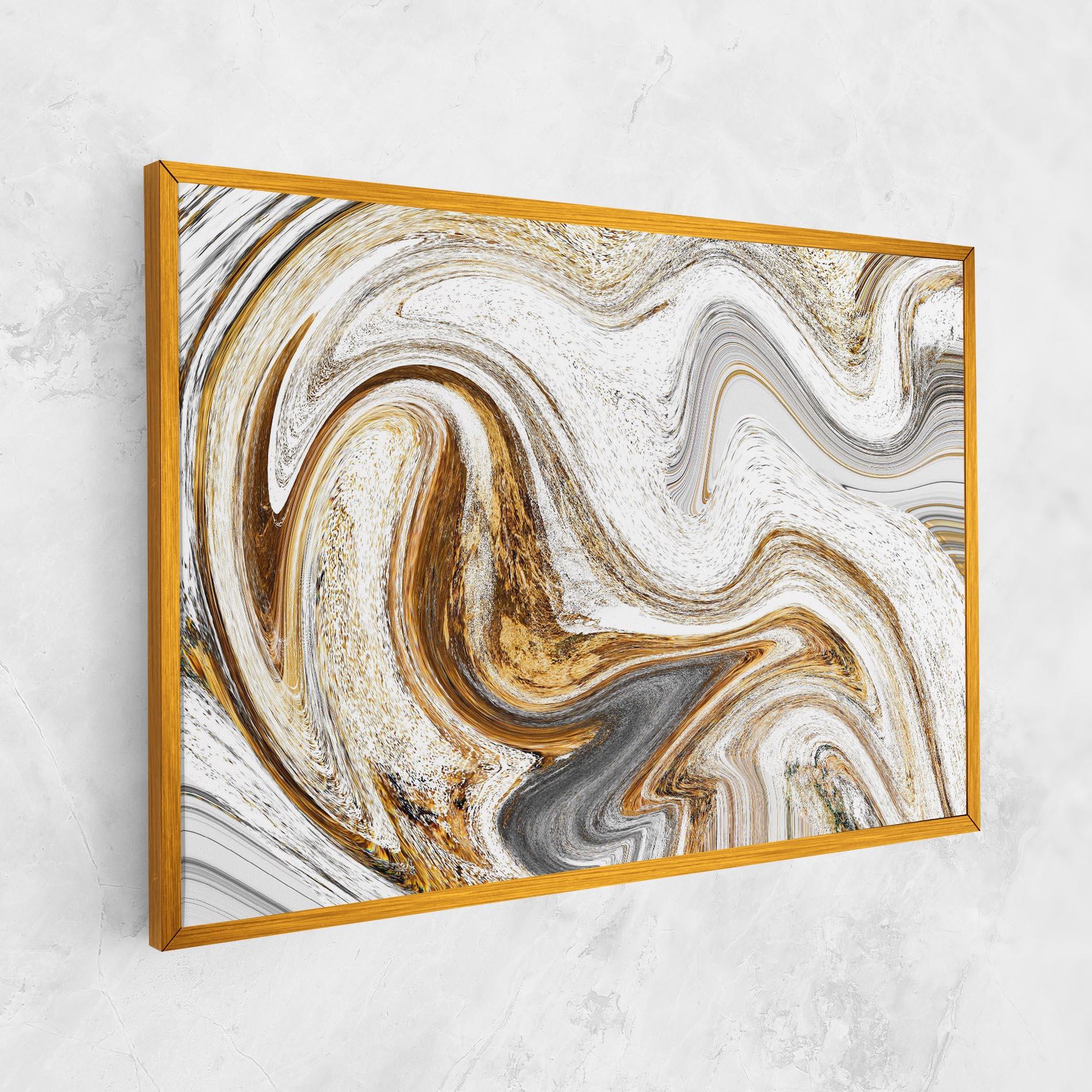 Leinwandbild Gold White Liquid mockup 1