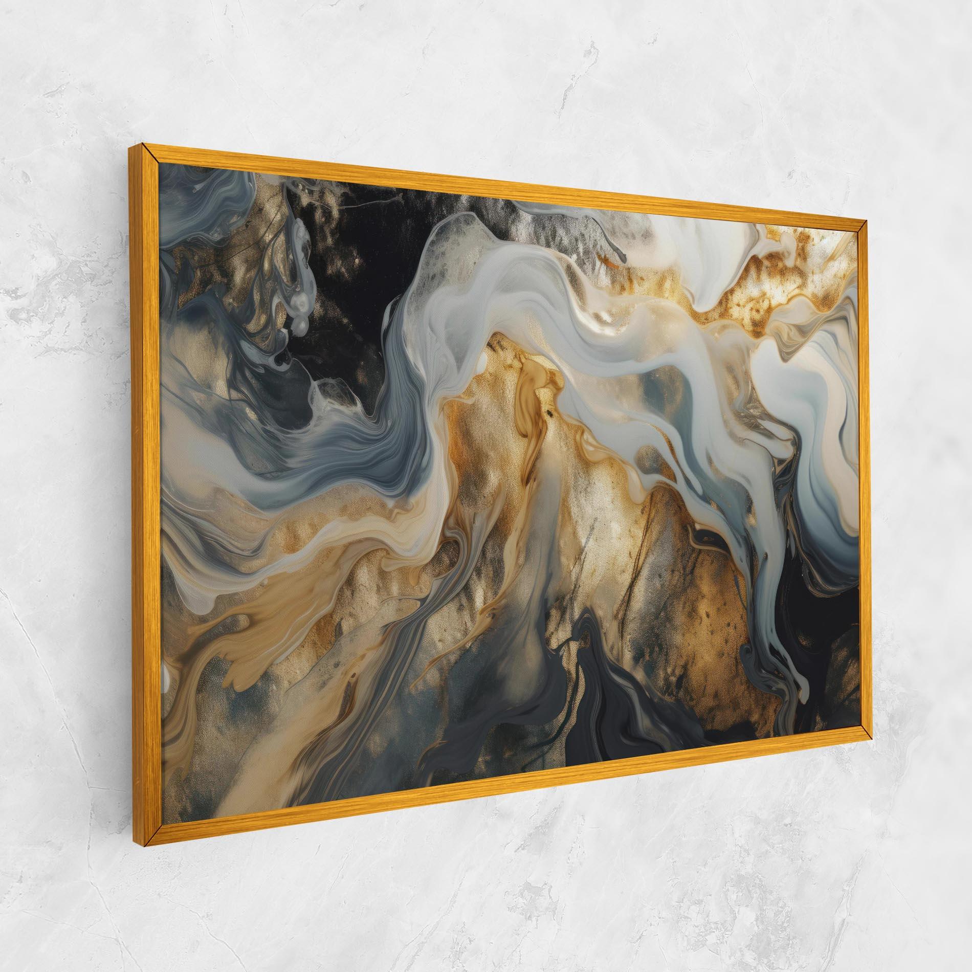 Leinwandbild Grey Gold Liquid Marble mockup 1