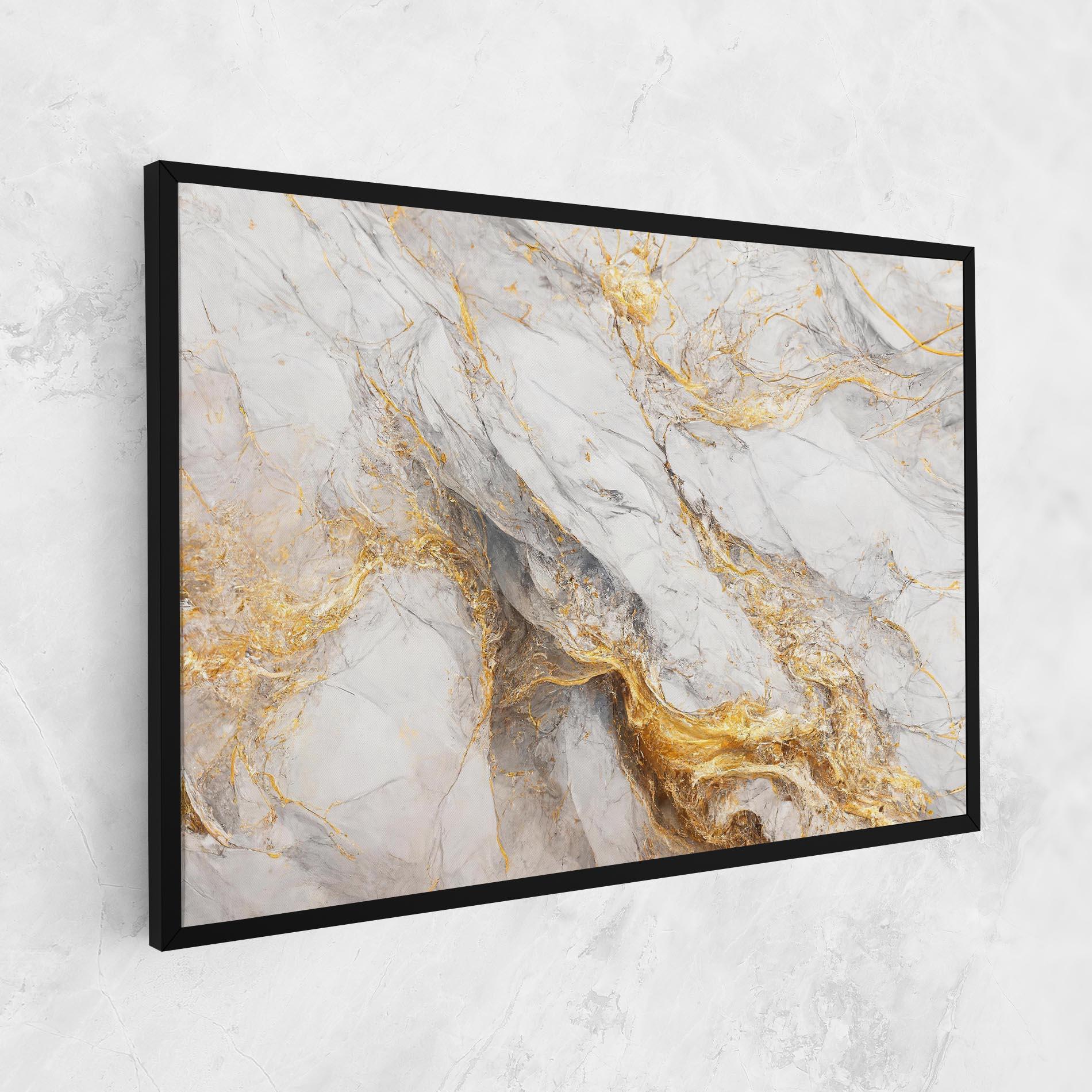 Leinwandbild Gold Liquid Grey Marble mockup 1