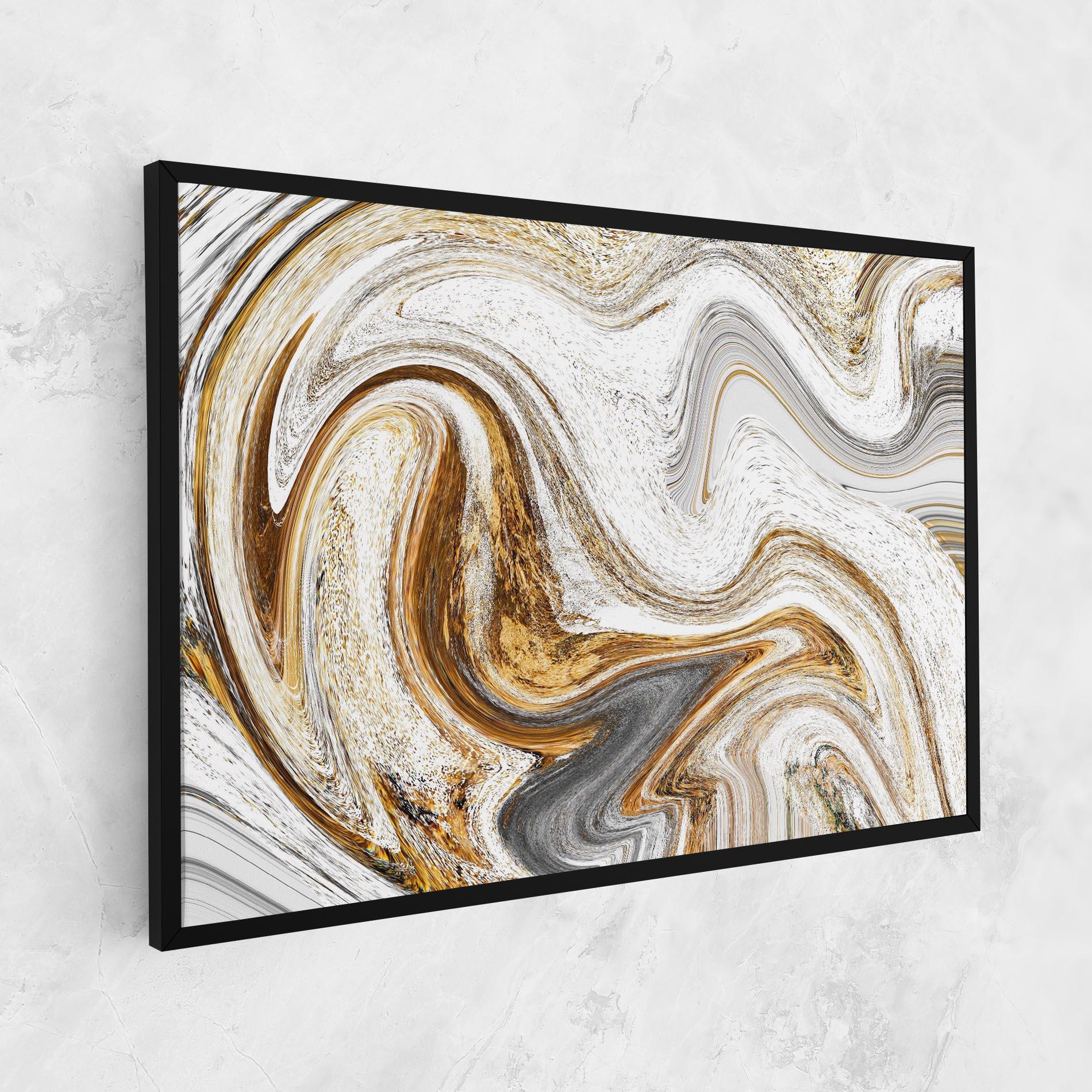Leinwandbild Gold White Liquid mockup 1