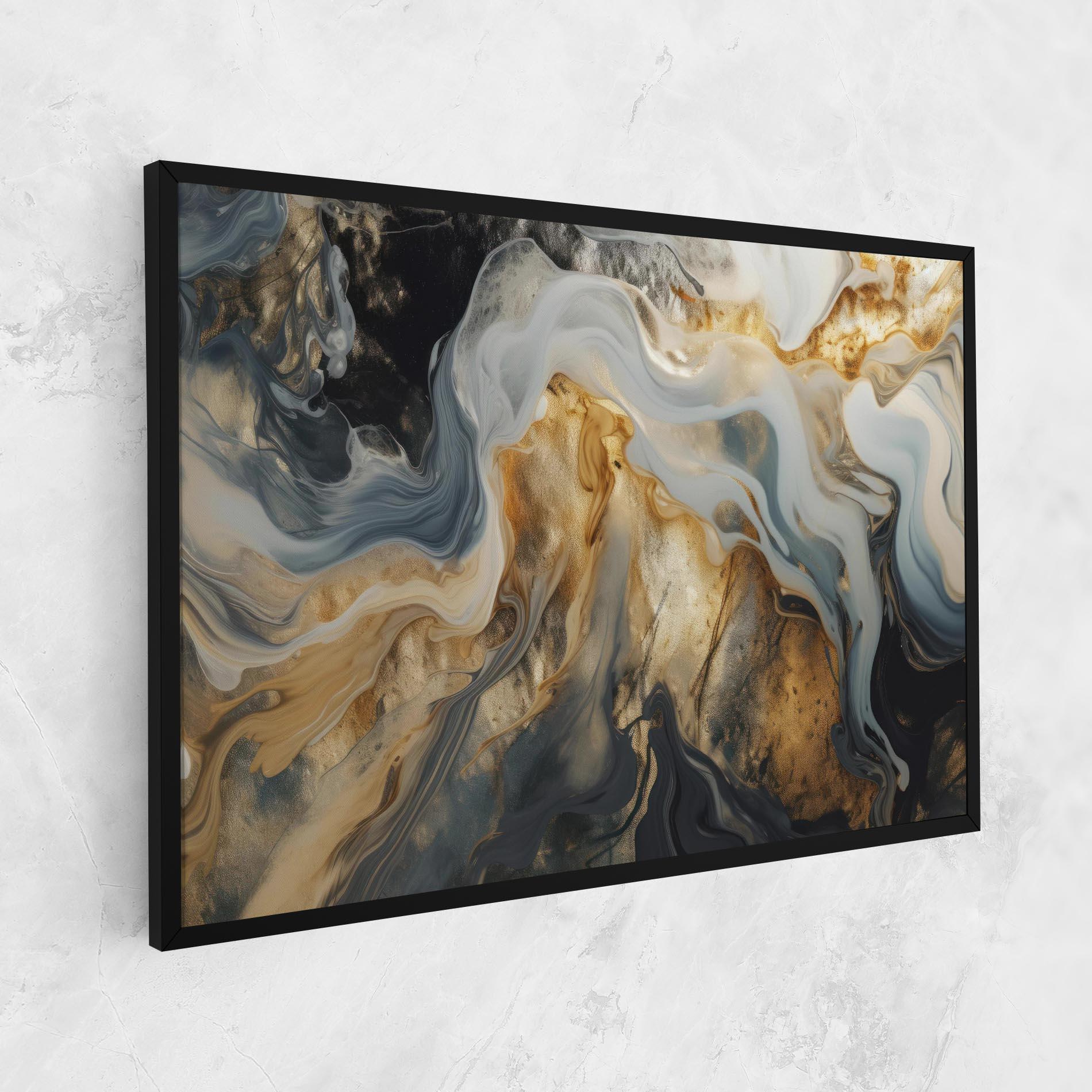 Leinwandbild Grey Gold Liquid Marble mockup 1