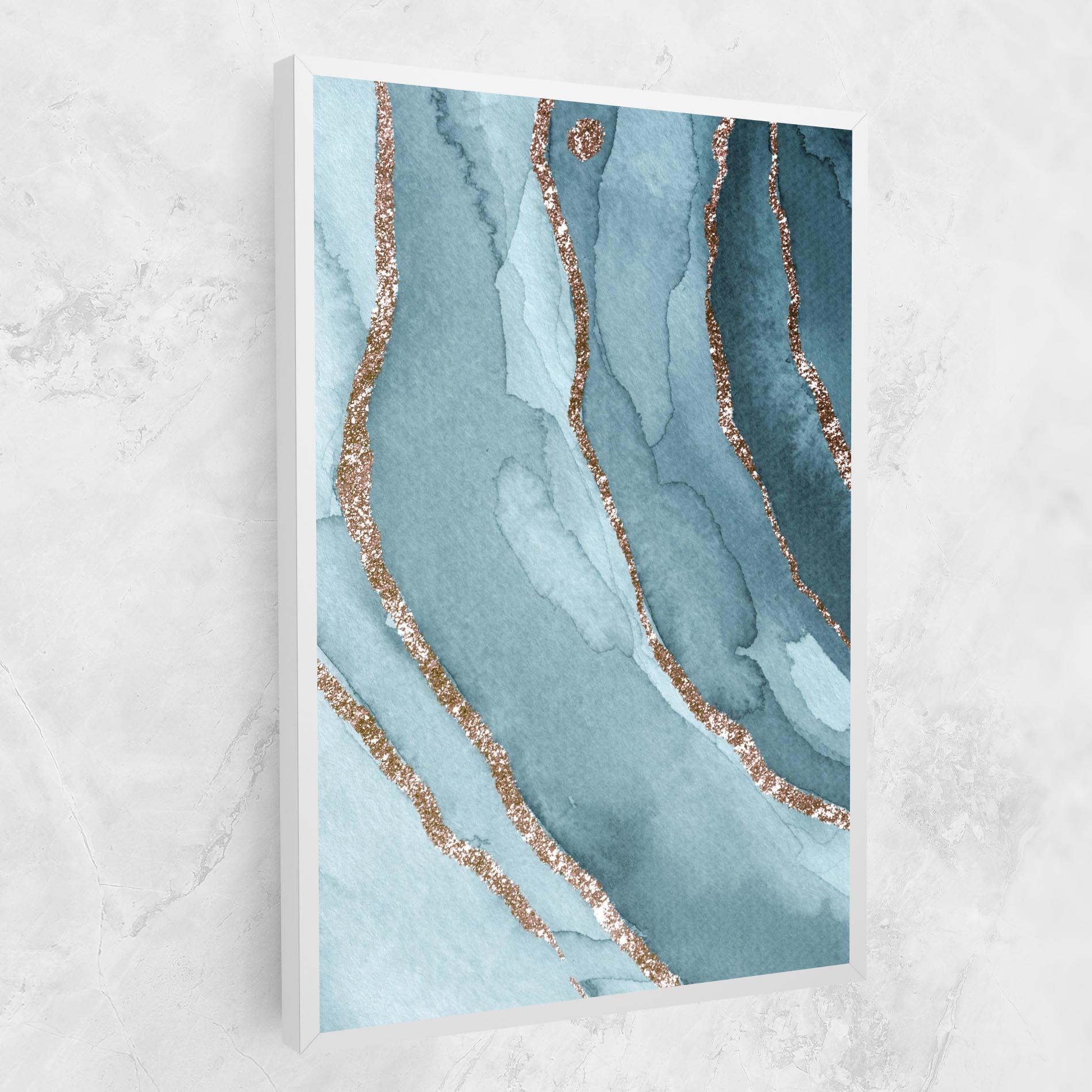 Leinwandbild Blue Golden Glitter mockup 1