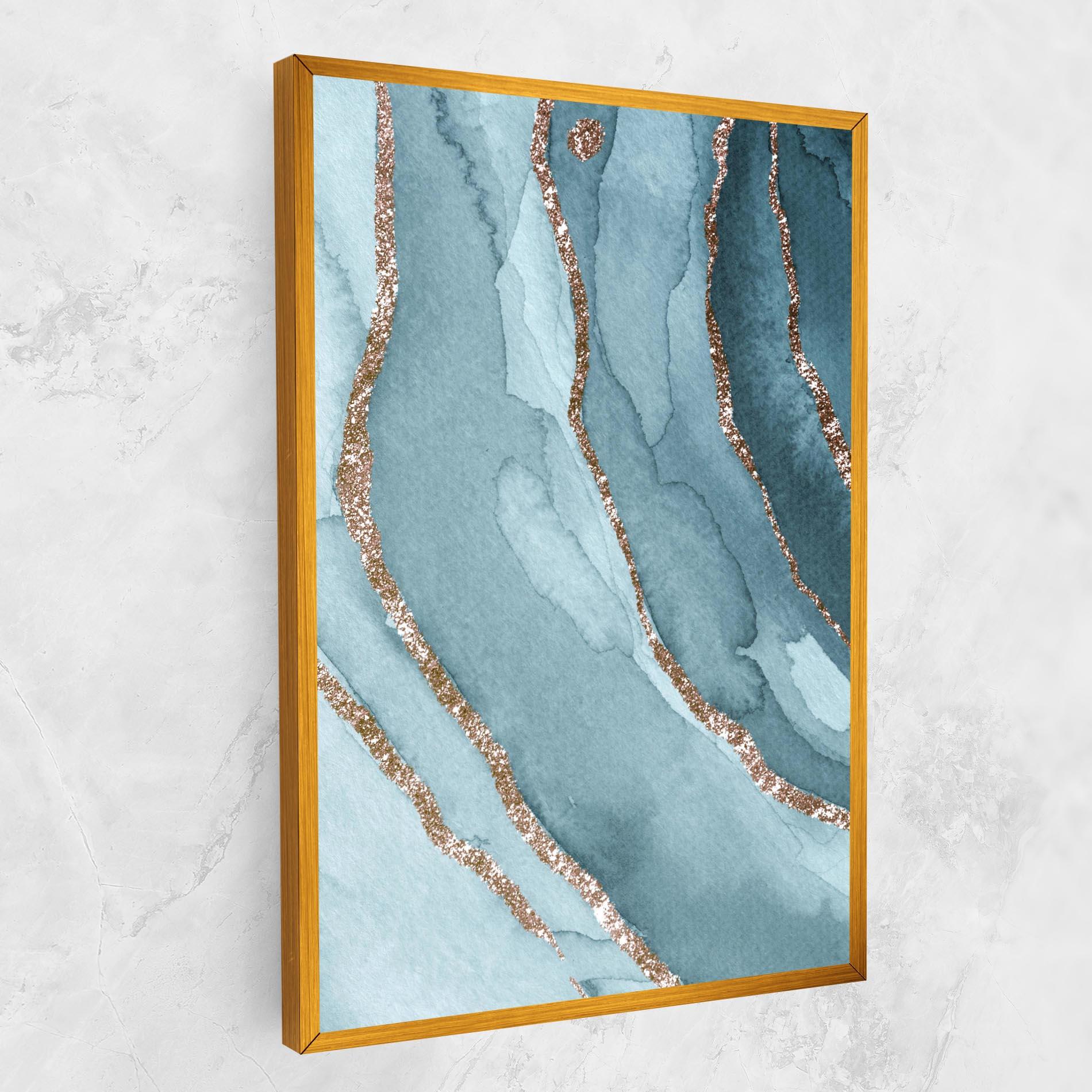 Leinwandbild Blue Golden Glitter mockup 1