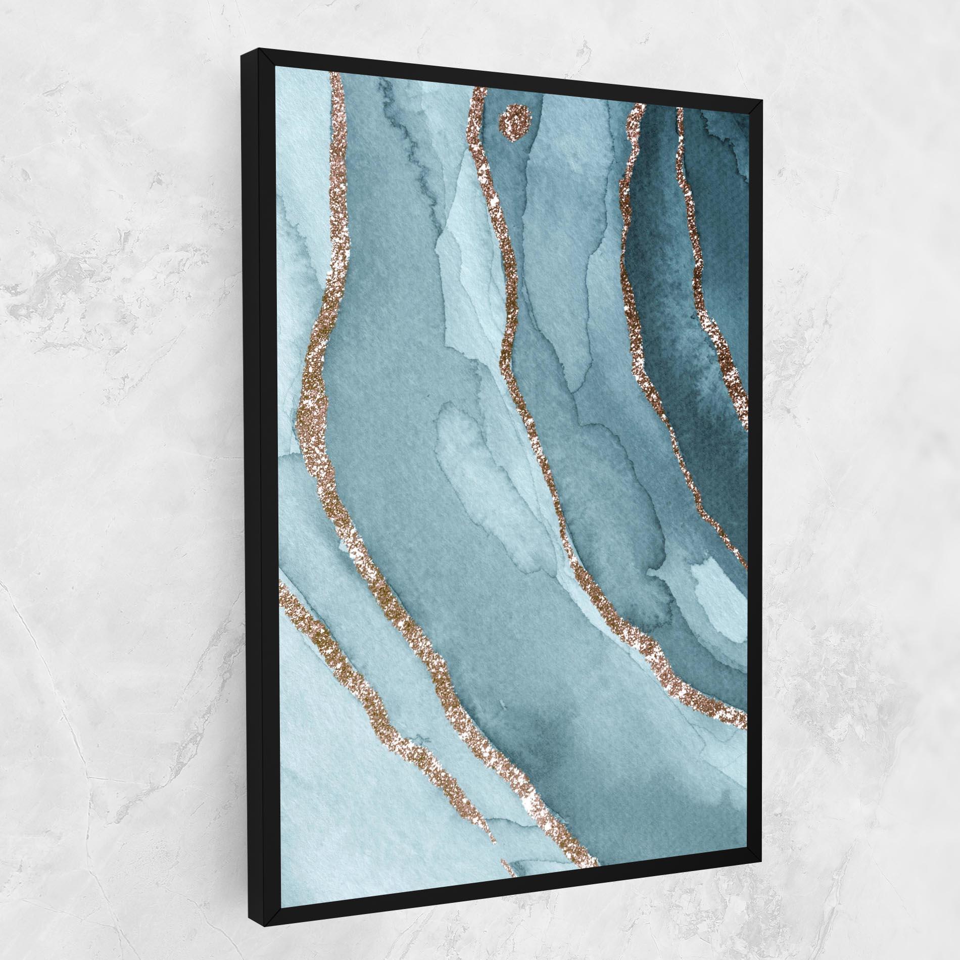 Leinwandbild Blue Golden Glitter mockup 1