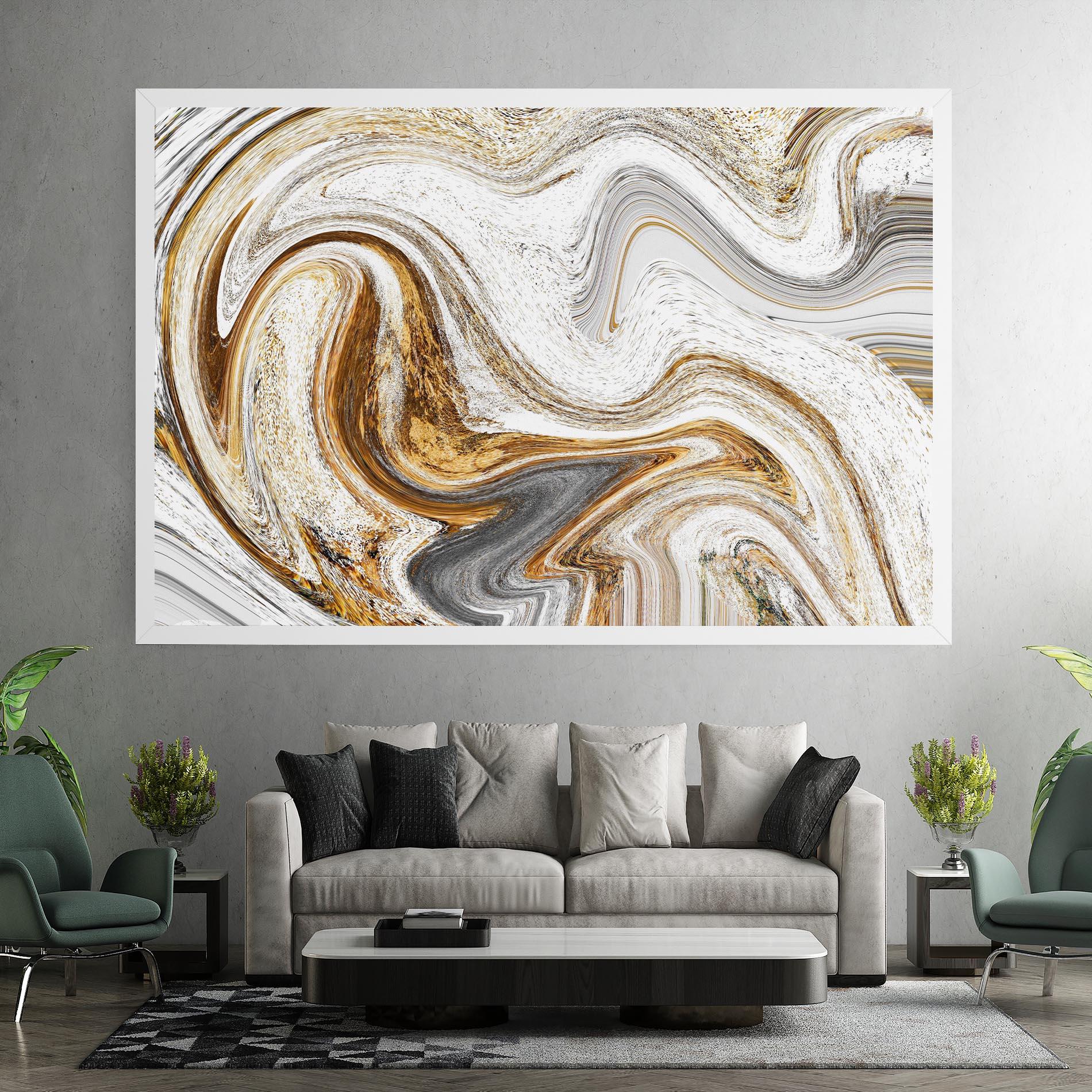 Leinwandbild Gold White Liquid mockup 7