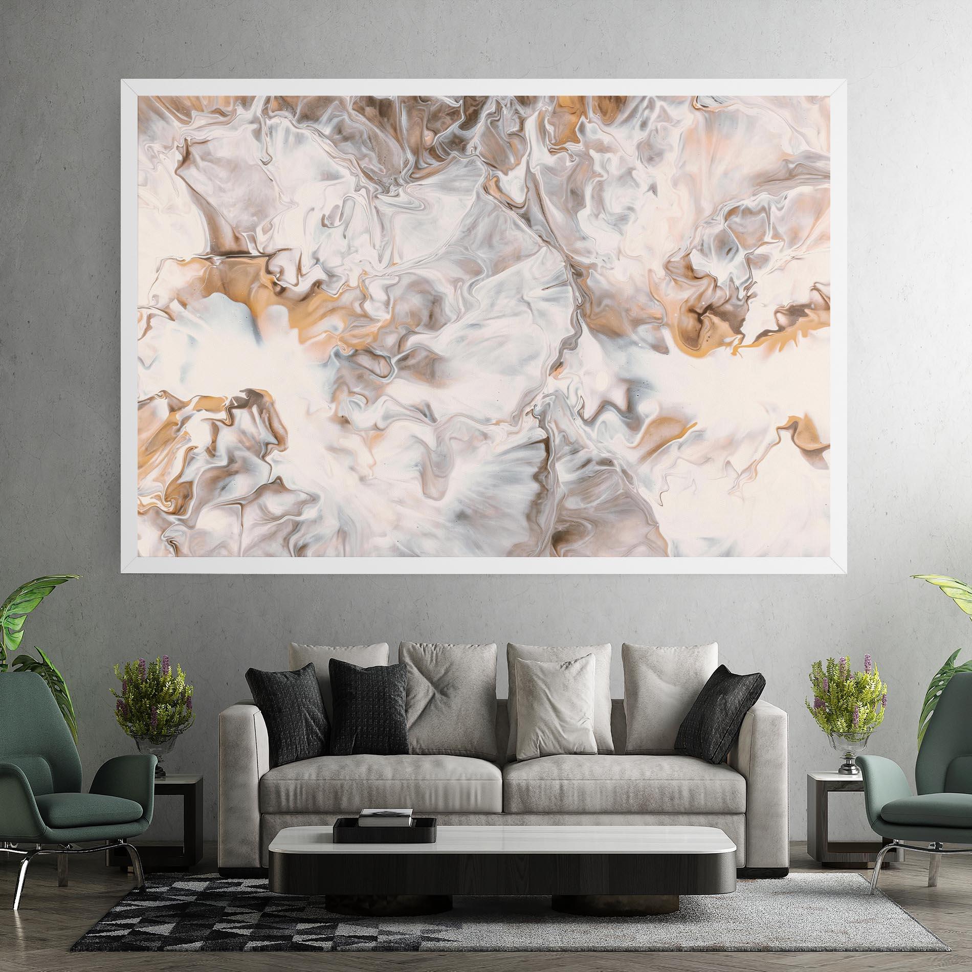 Leinwandbild White Gold Abstract mockup 7