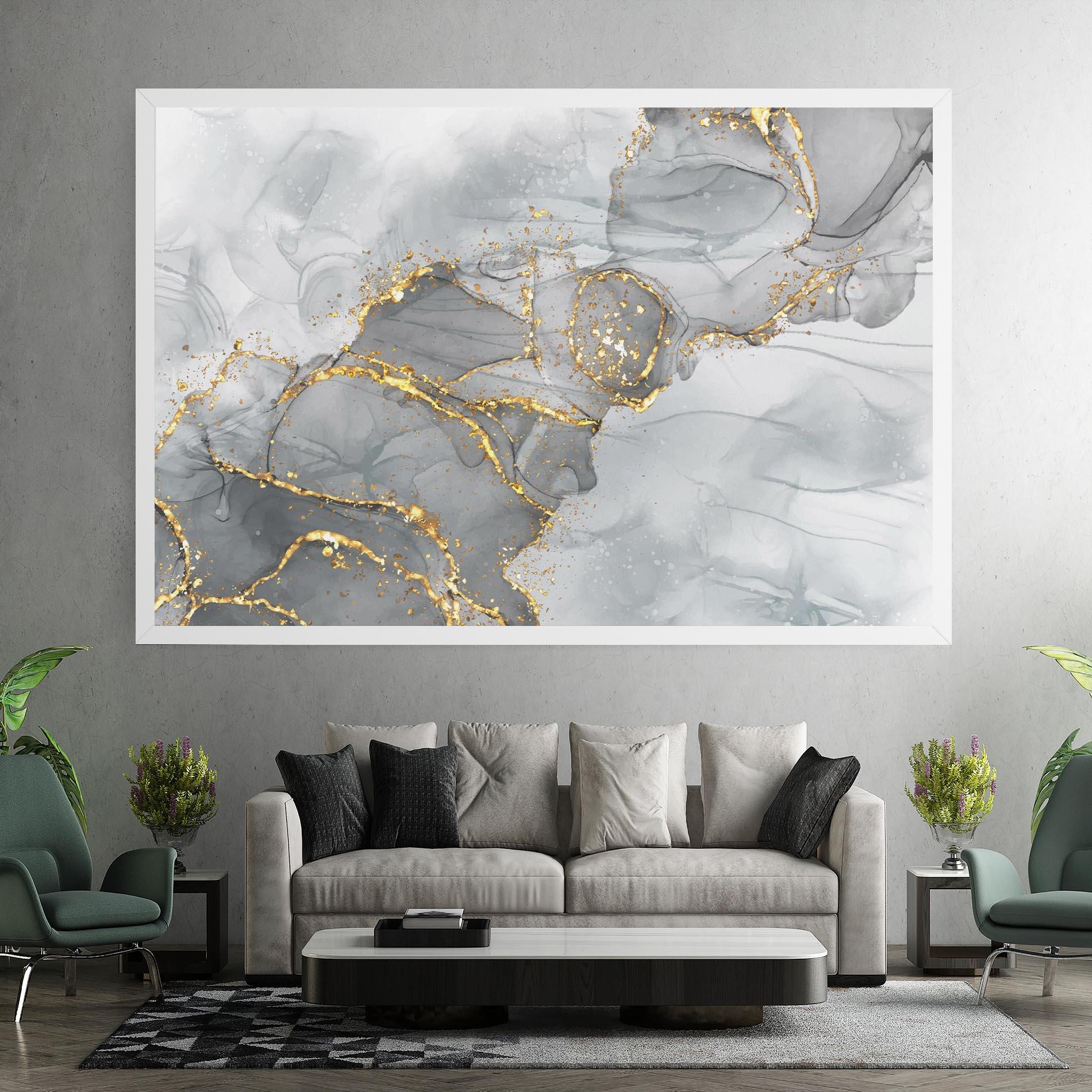 Leinwandbild White Ink Marble mockup 7