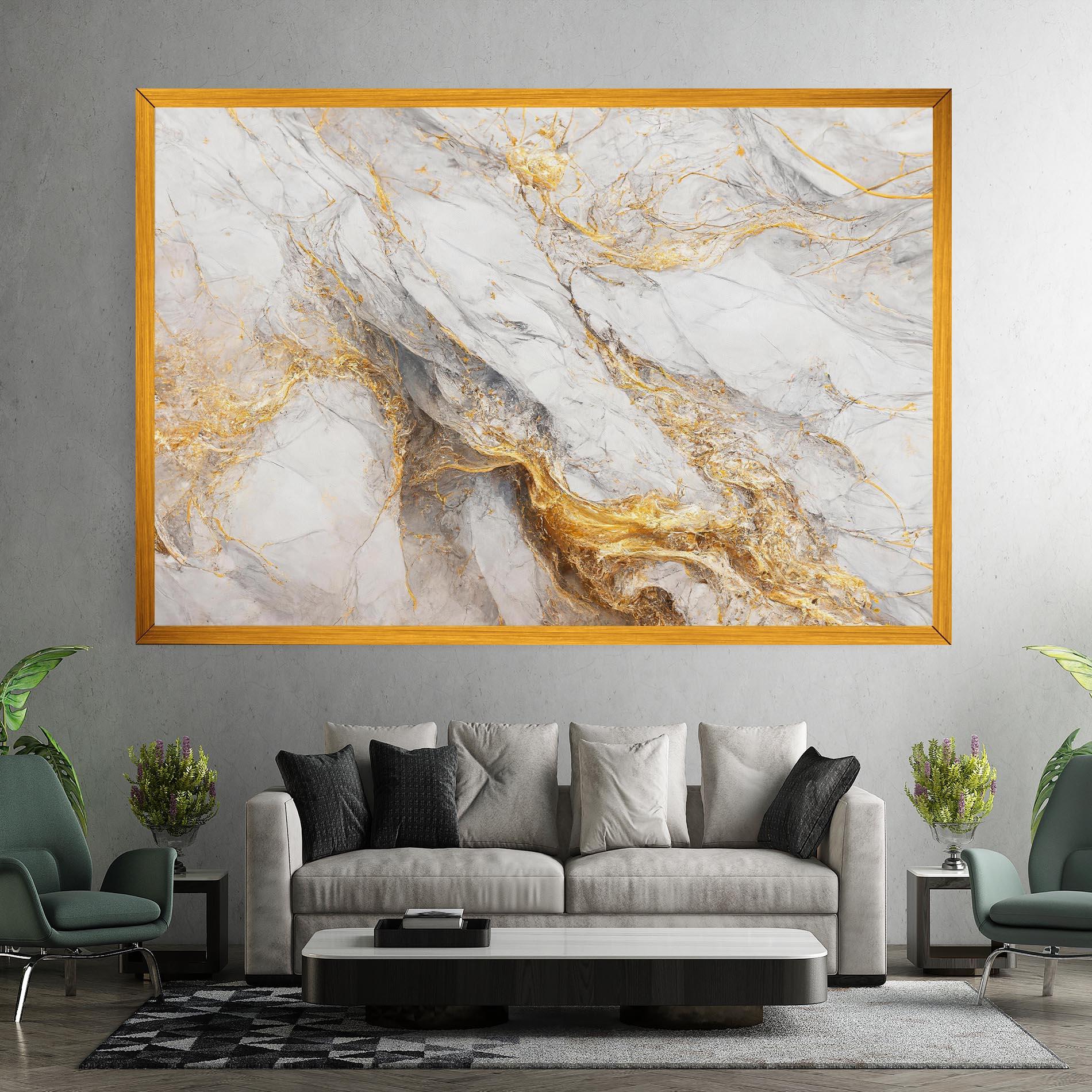 Leinwandbild Gold Liquid Grey Marble mockup 7