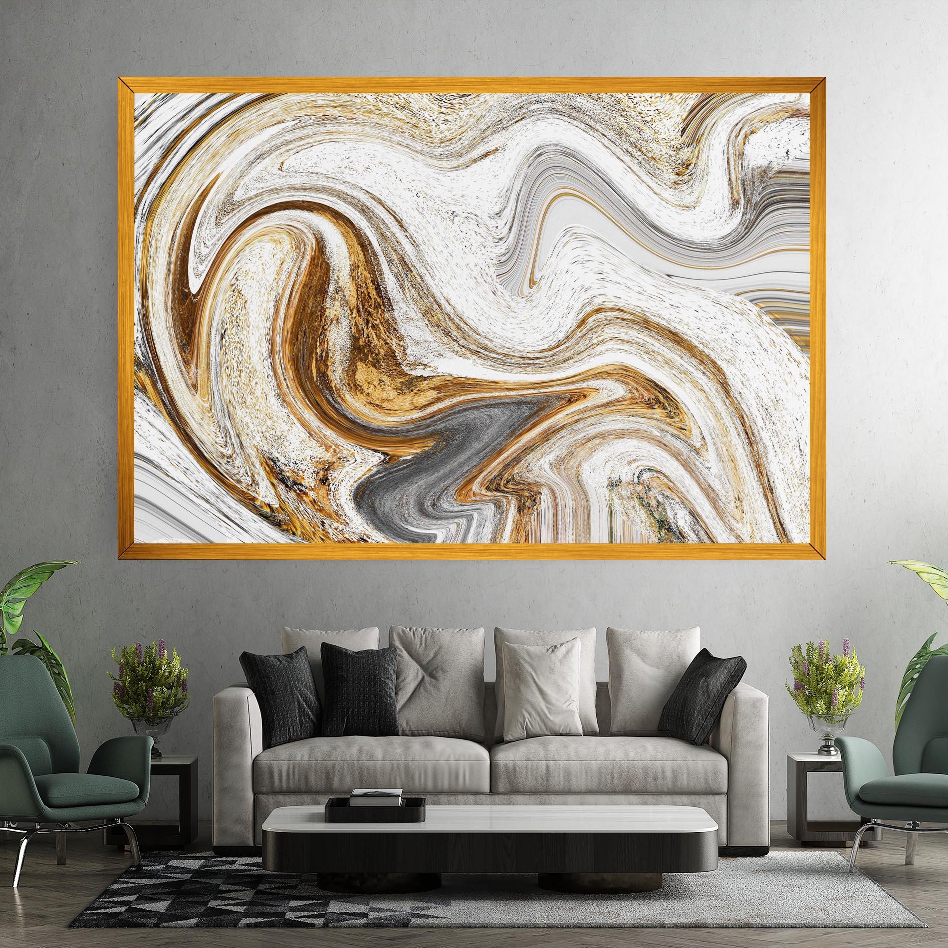 Leinwandbild Gold White Liquid mockup 7