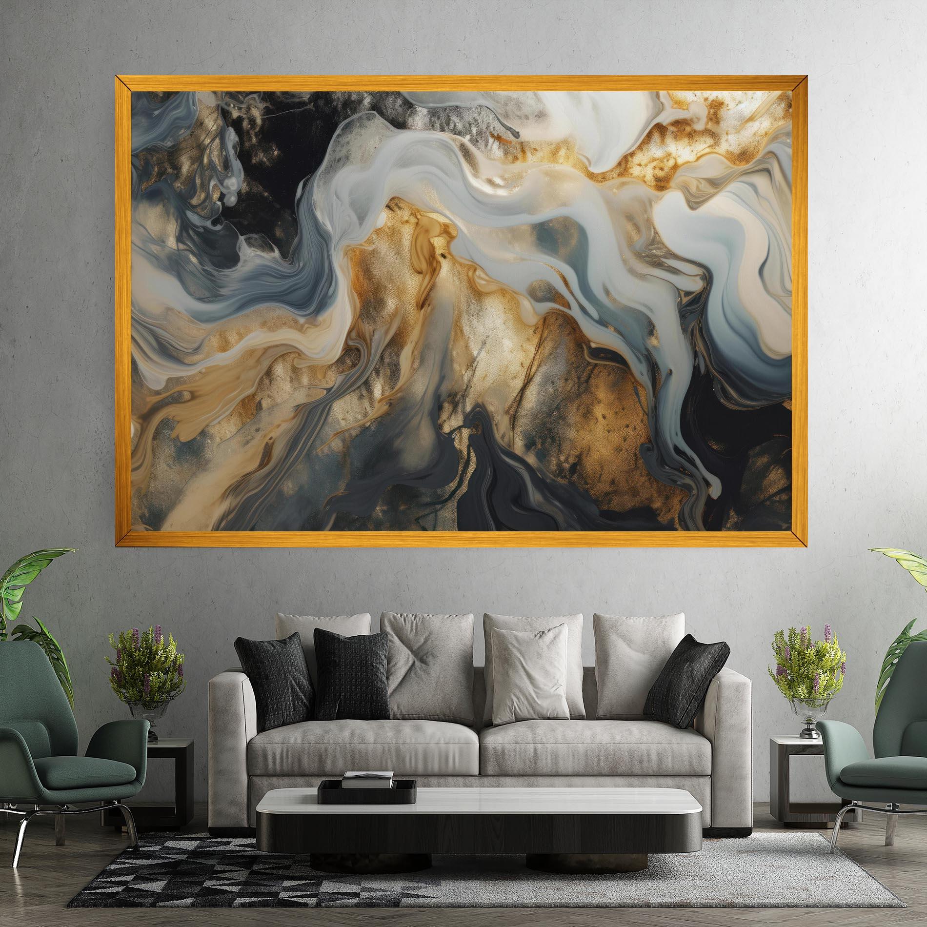Leinwandbild Grey Gold Liquid Marble mockup 7