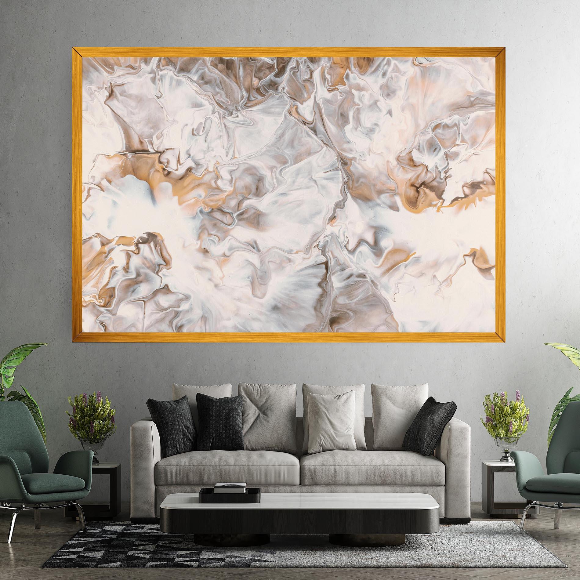 Leinwandbild White Gold Abstract mockup 7