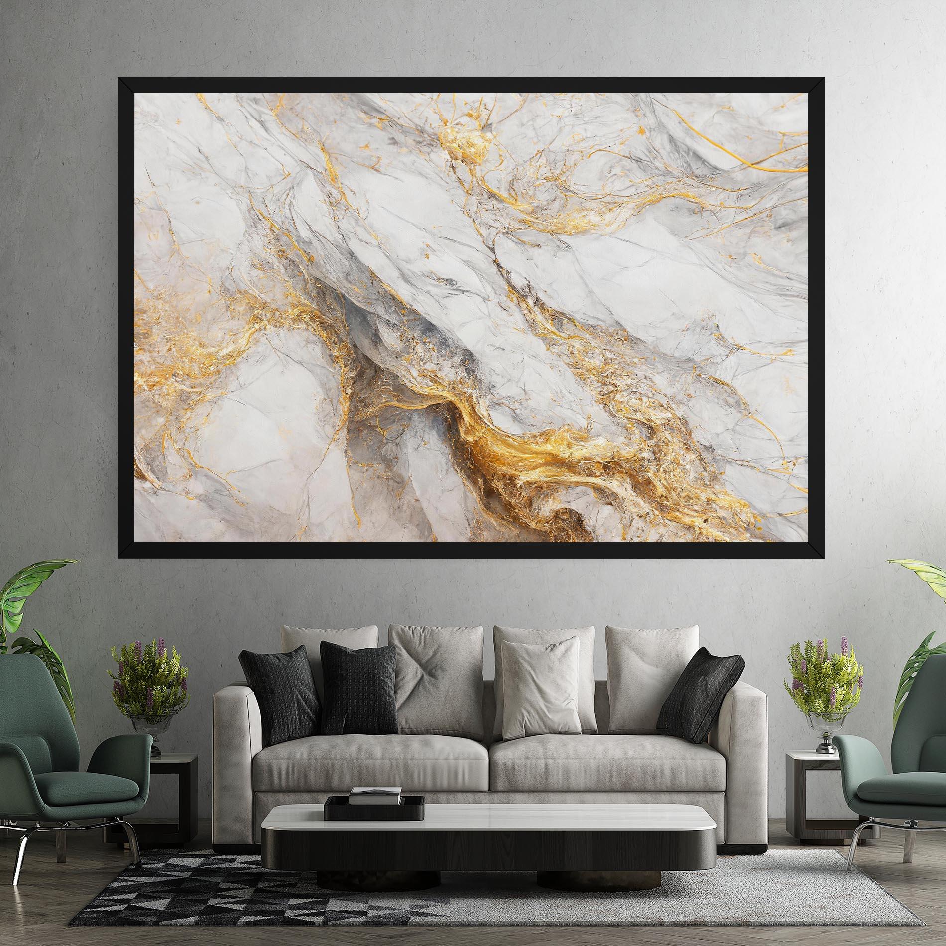Leinwandbild Gold Liquid Grey Marble mockup 7