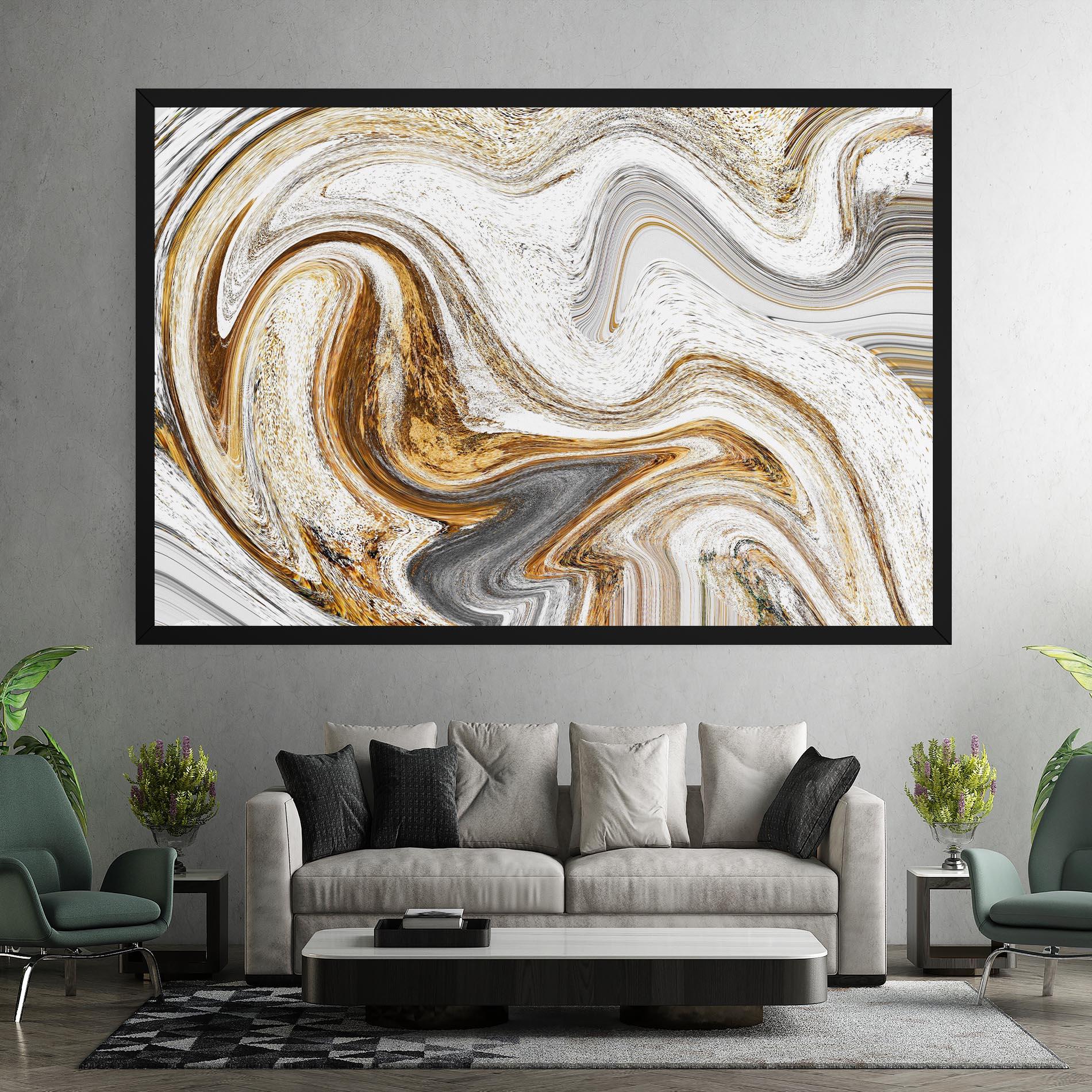 Leinwandbild Gold White Liquid mockup 7