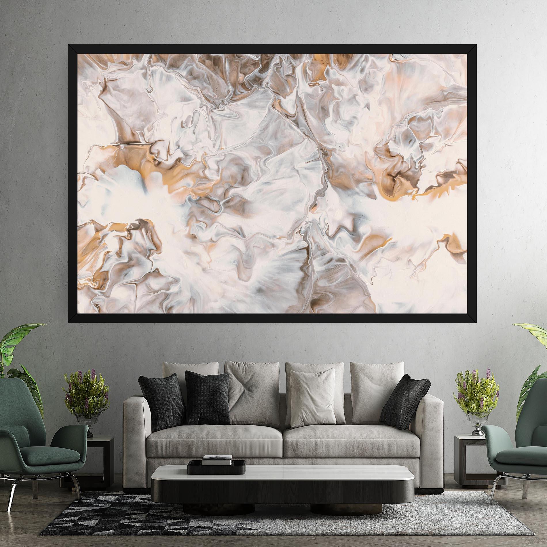 Leinwandbild White Gold Abstract mockup 7