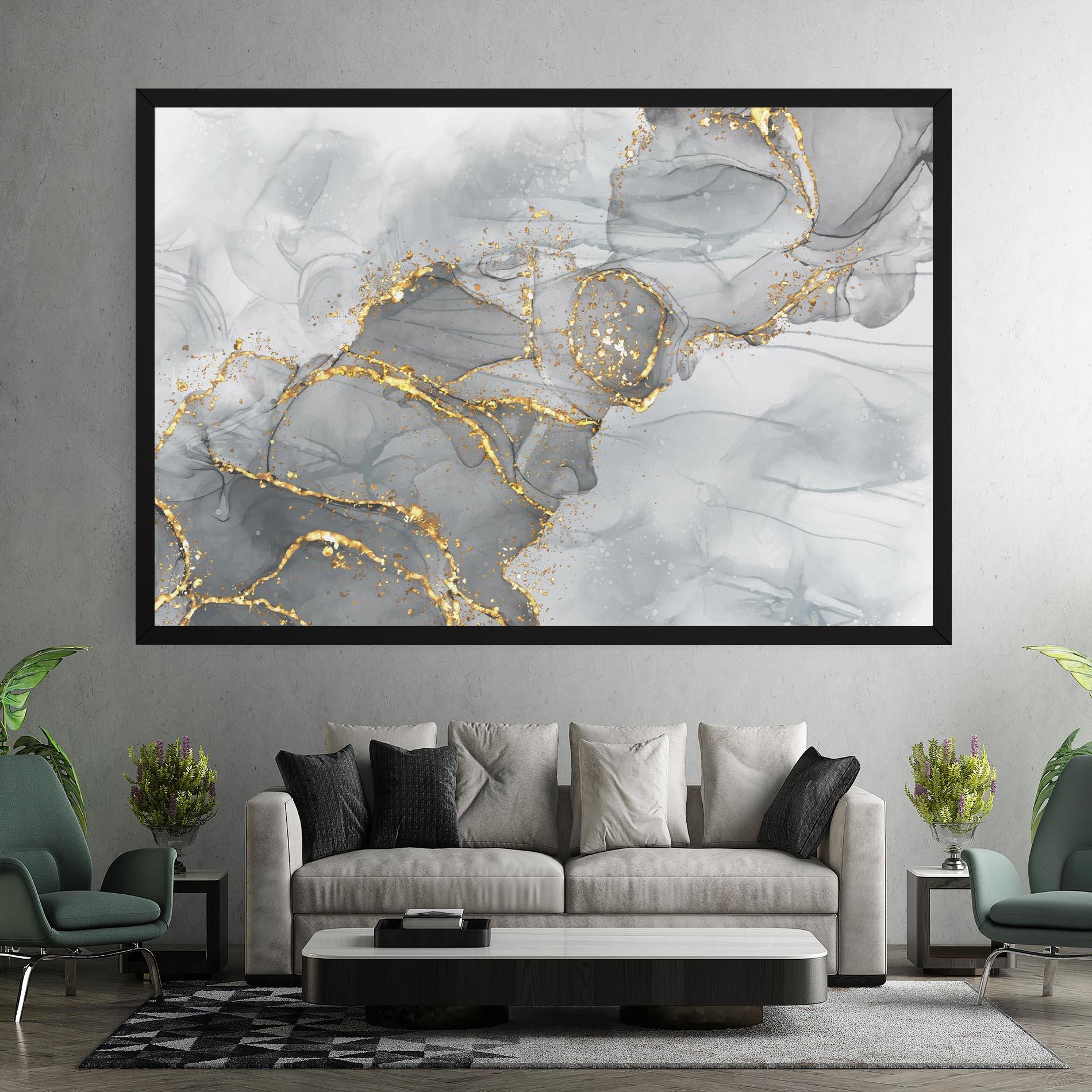 Leinwandbild White Ink Marble mockup 7