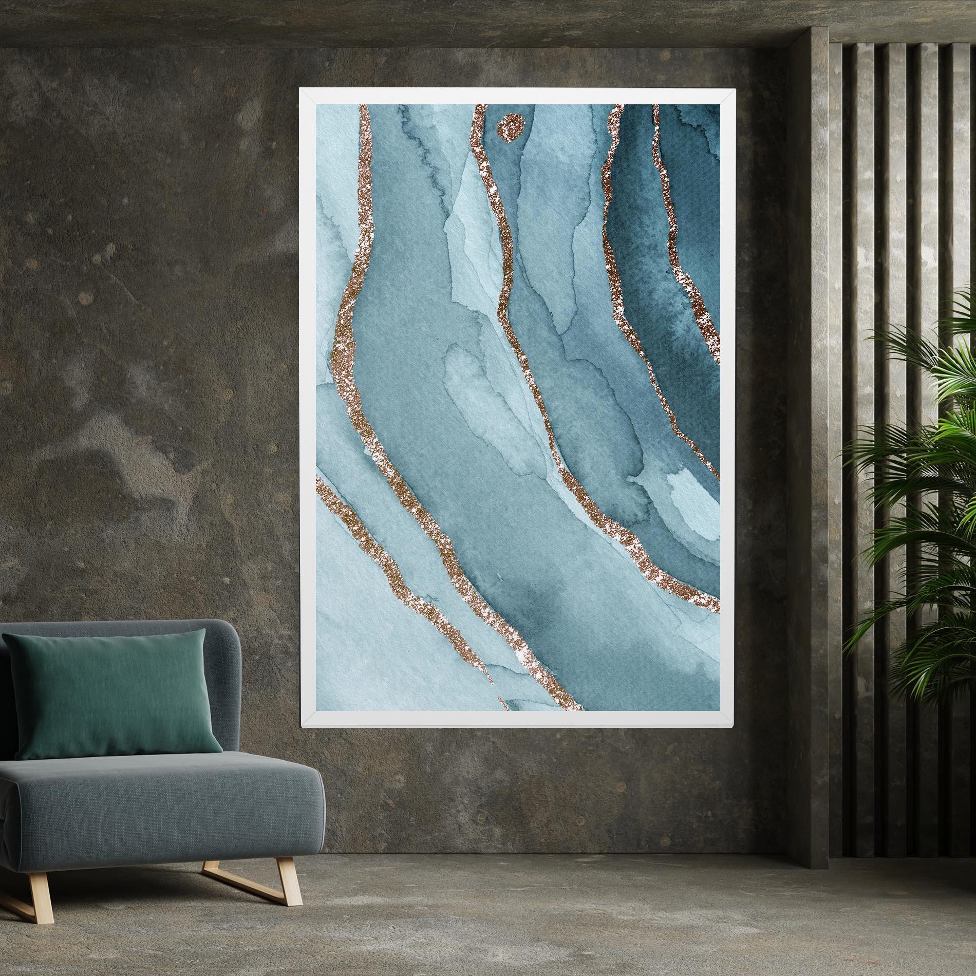 Leinwandbild Blue Golden Glitter mockup 7