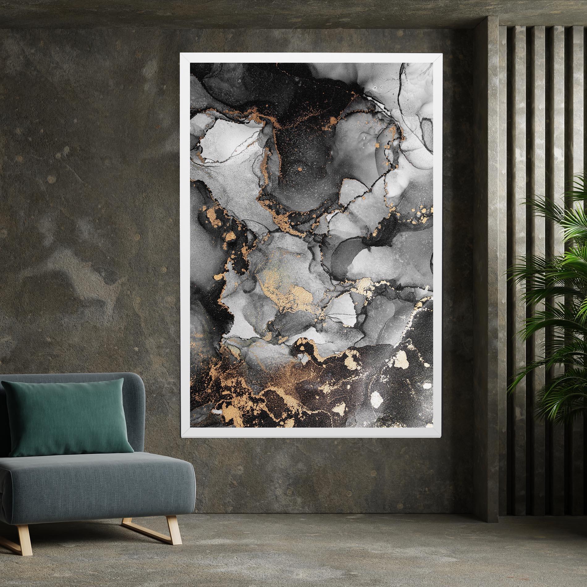 Leinwandbild Grey Gold Marble mockup 7