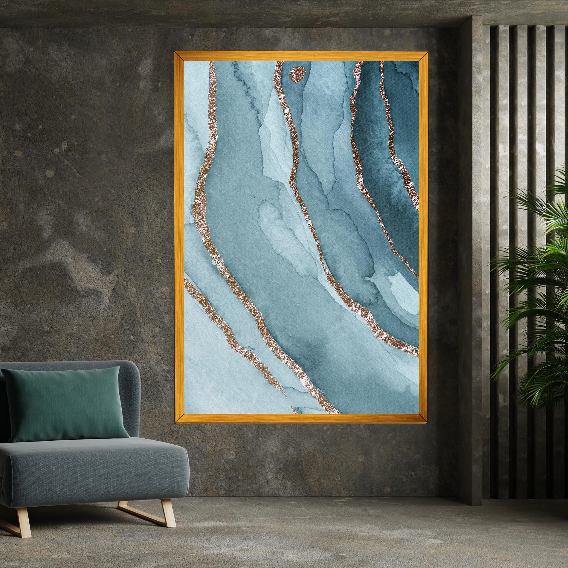 Leinwandbild Blue Golden Glitter mockup 7