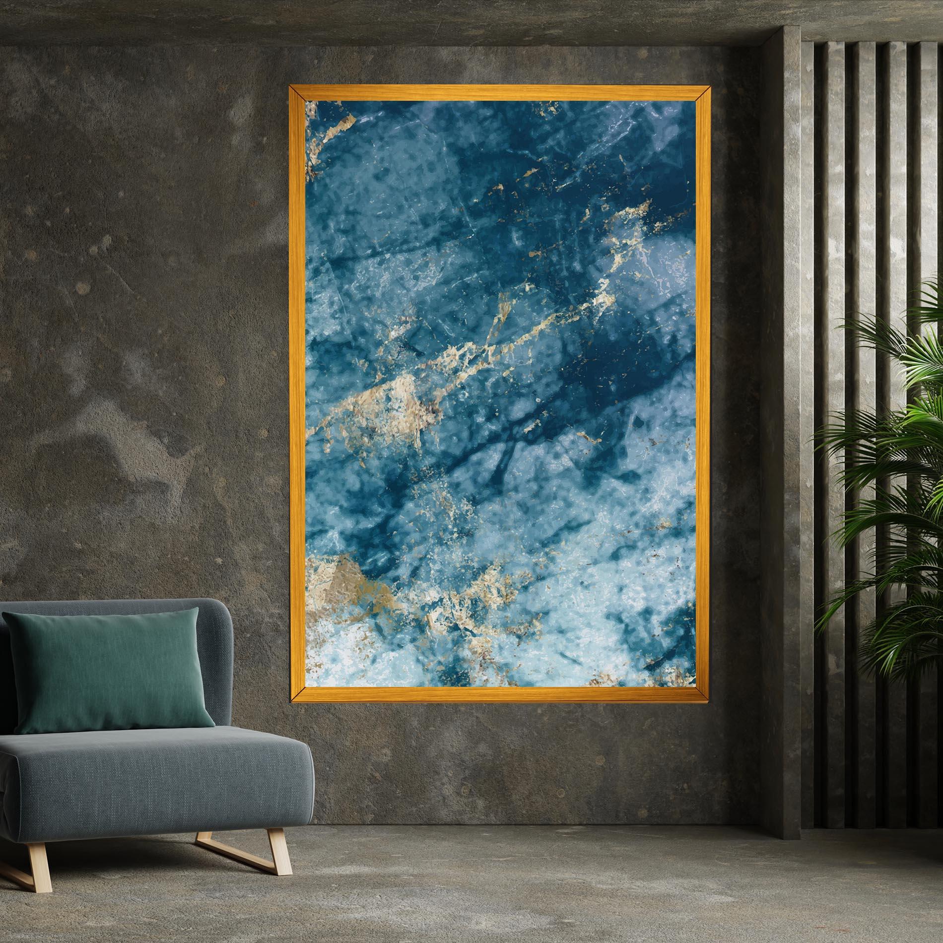 Leinwandbild Blue Water Marble mockup 7