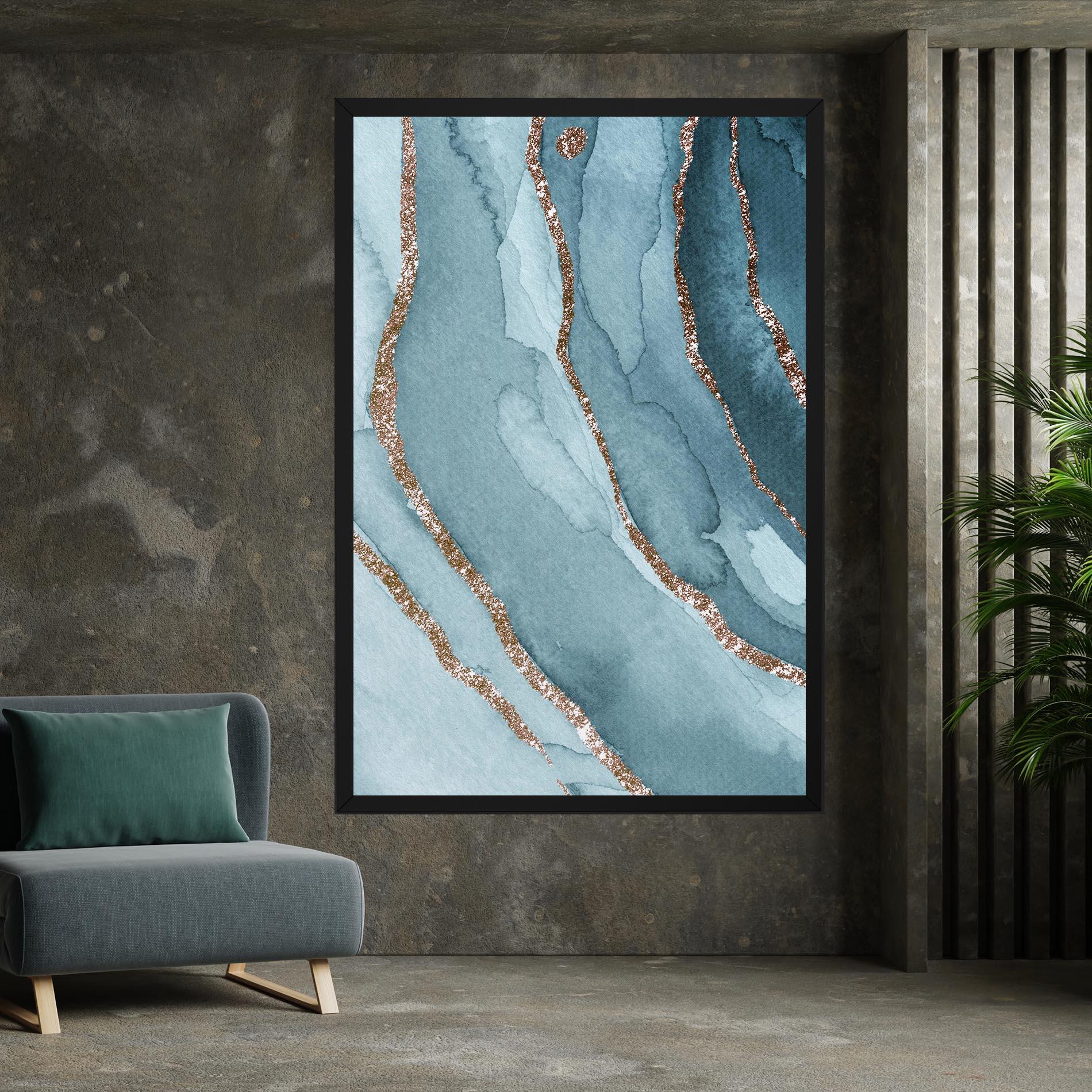 Leinwandbild Blue Golden Glitter mockup 7