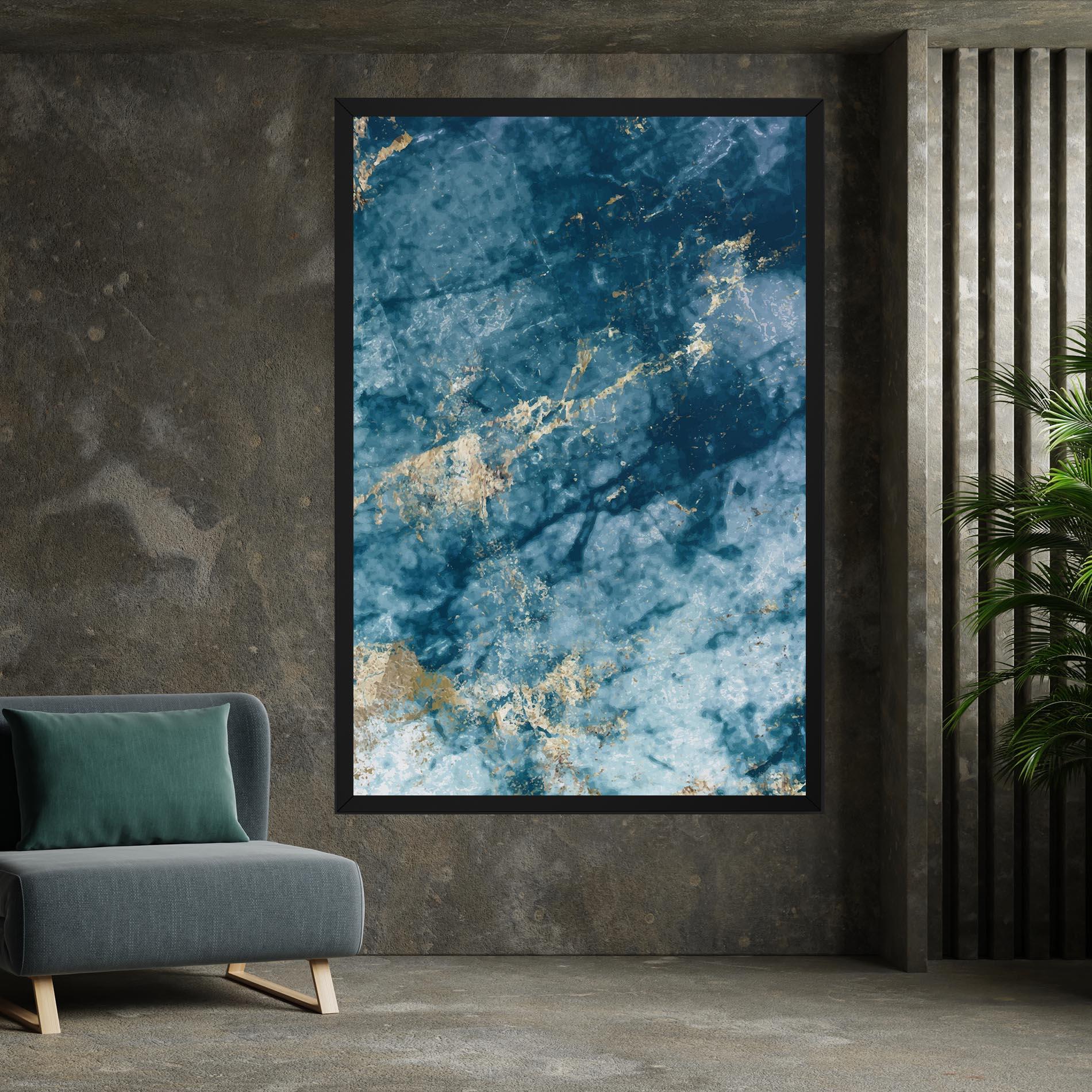 Leinwandbild Blue Water Marble mockup 7