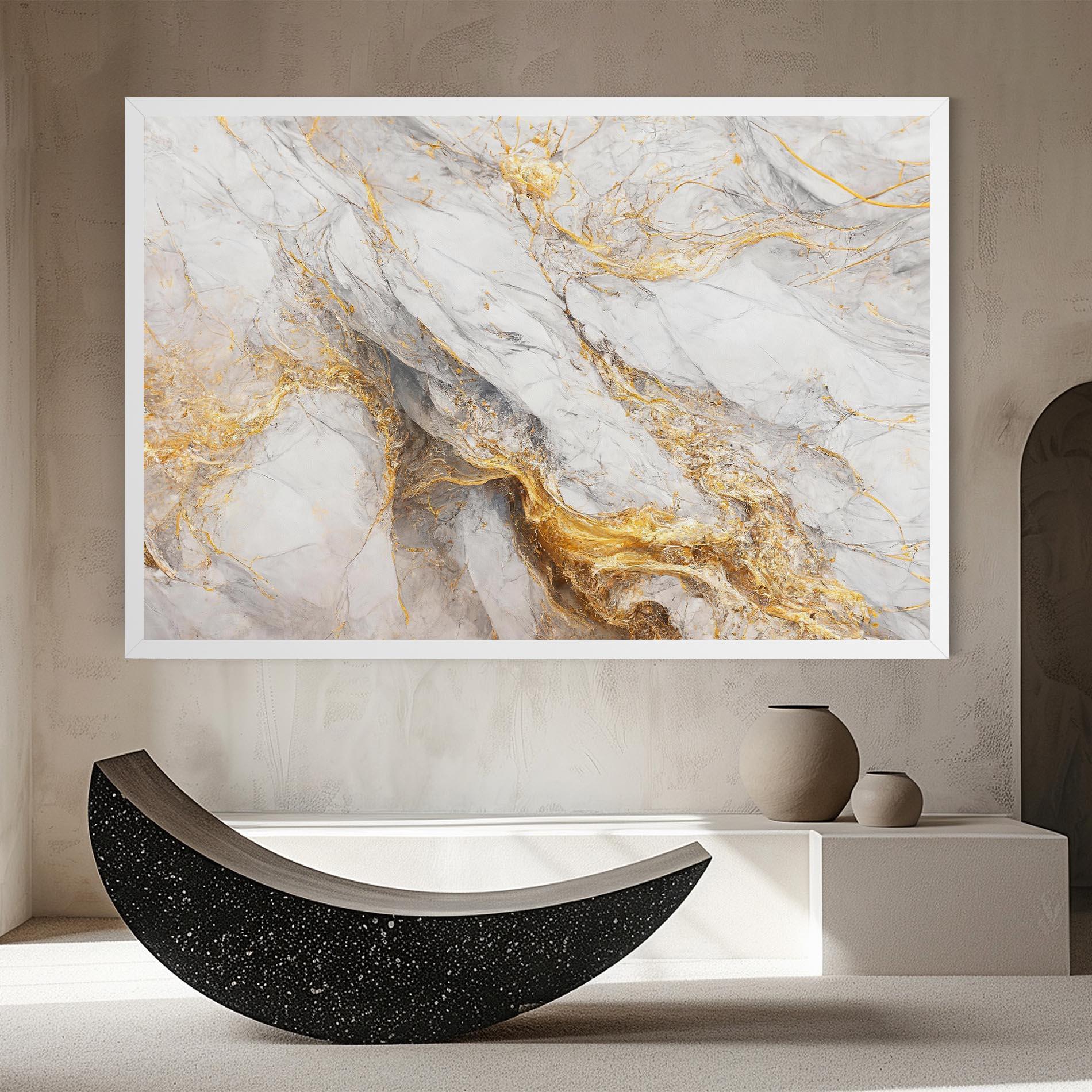 Leinwandbild Gold Liquid Grey Marble mockup 8