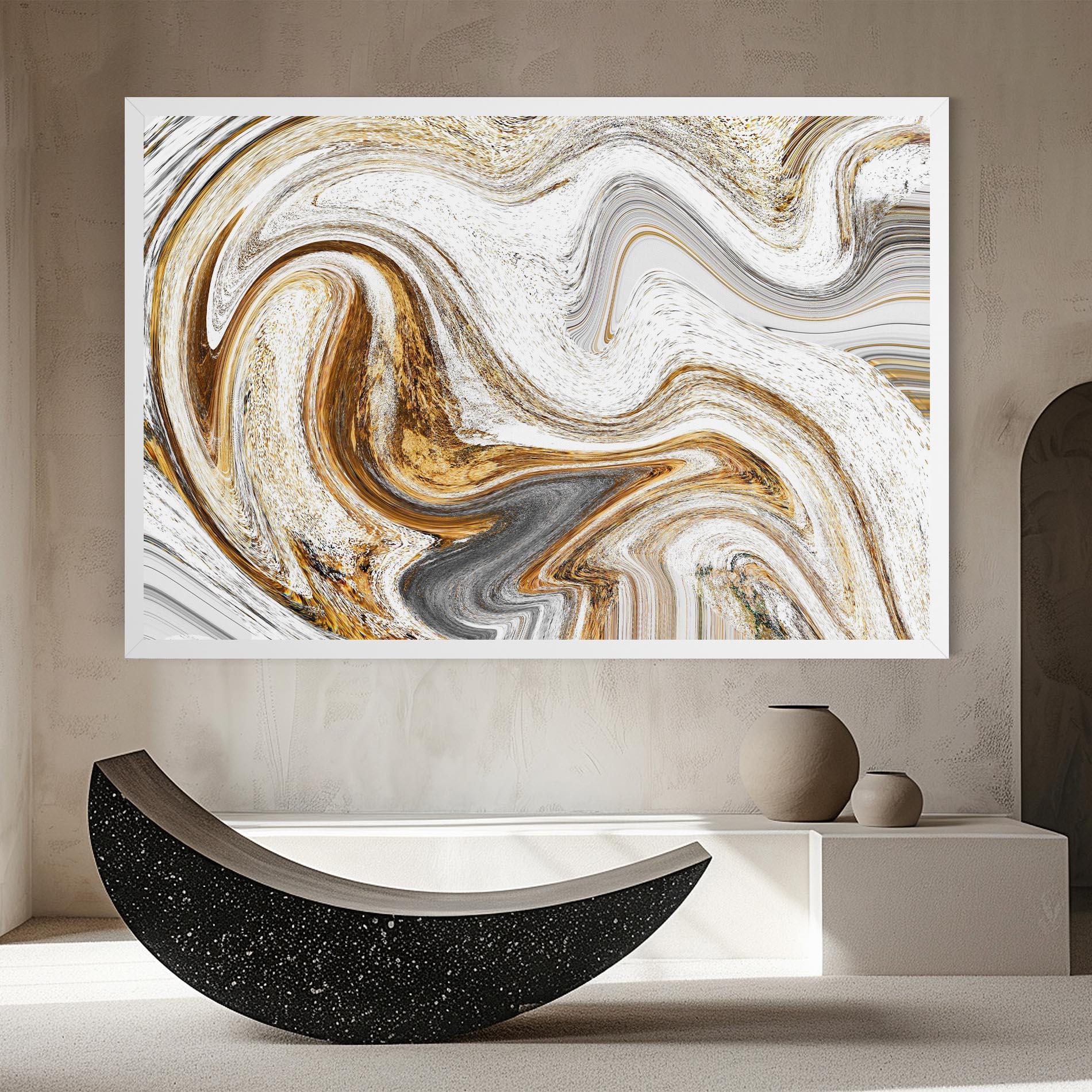 Leinwandbild Gold White Liquid mockup 8