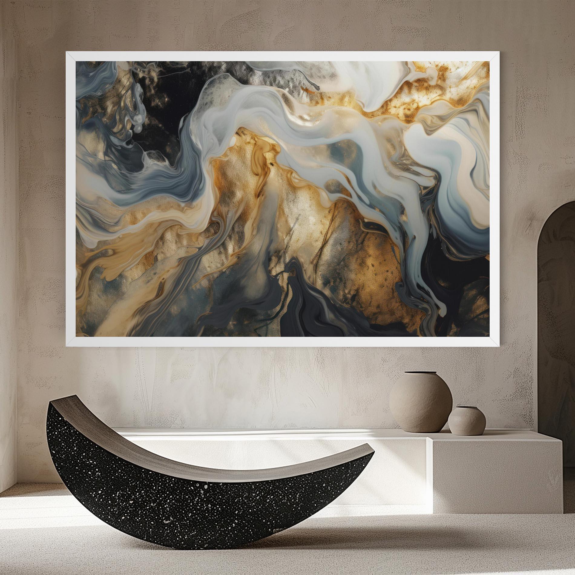 Leinwandbild Grey Gold Liquid Marble mockup 8