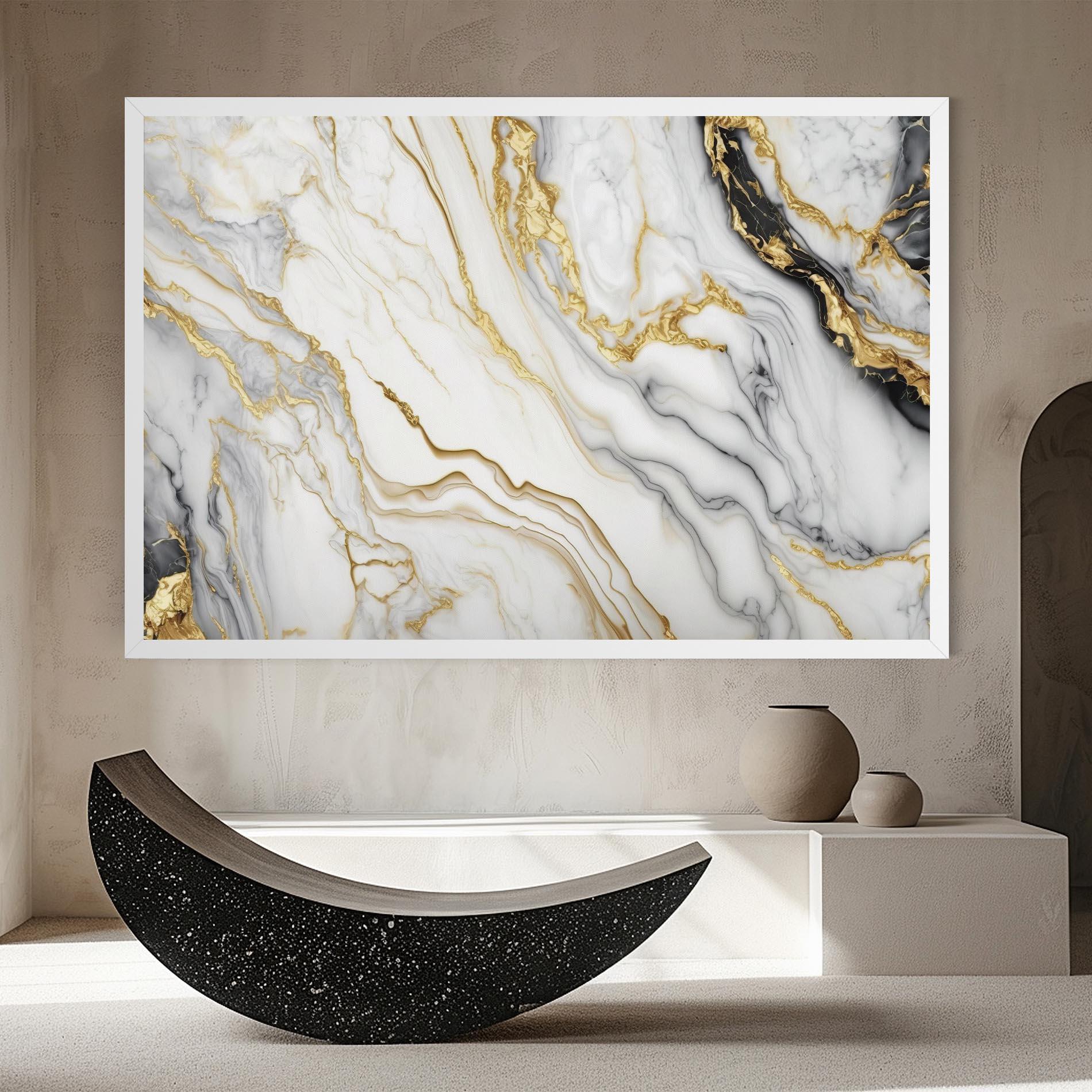 Leinwandbild White Golden Marble mockup 8