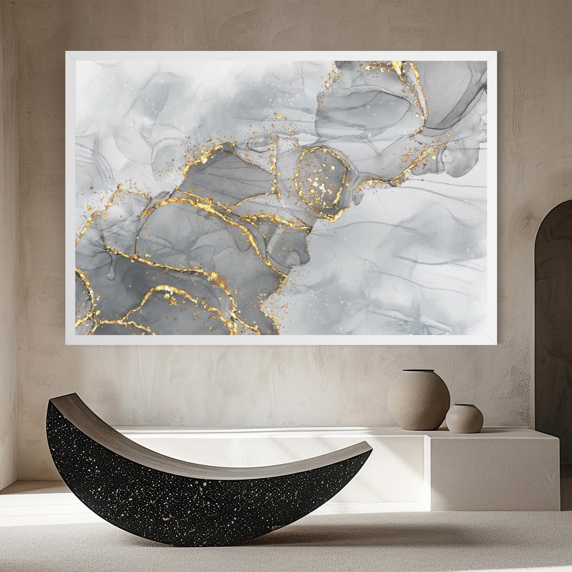 Leinwandbild White Ink Marble mockup 8