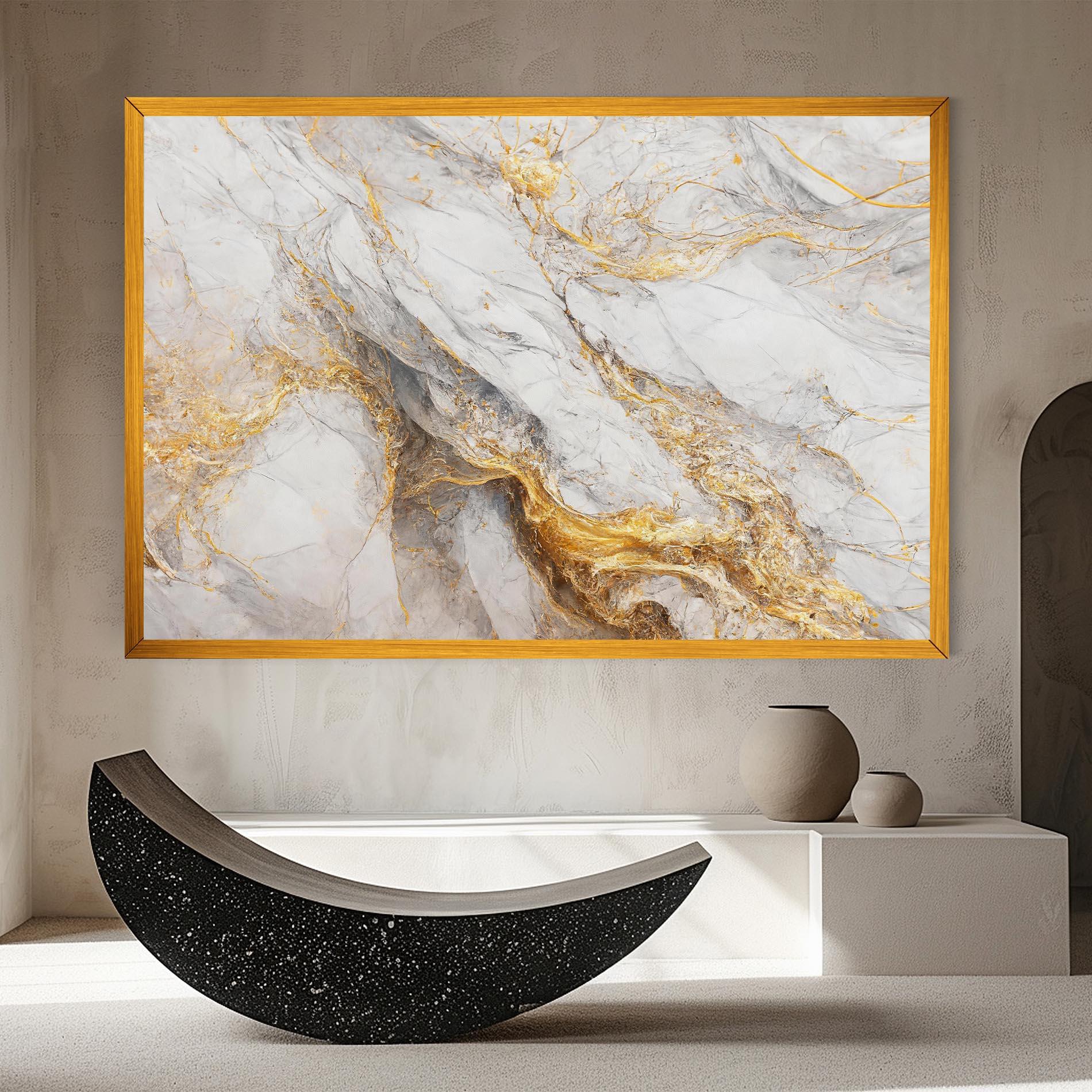 Leinwandbild Gold Liquid Grey Marble mockup 8