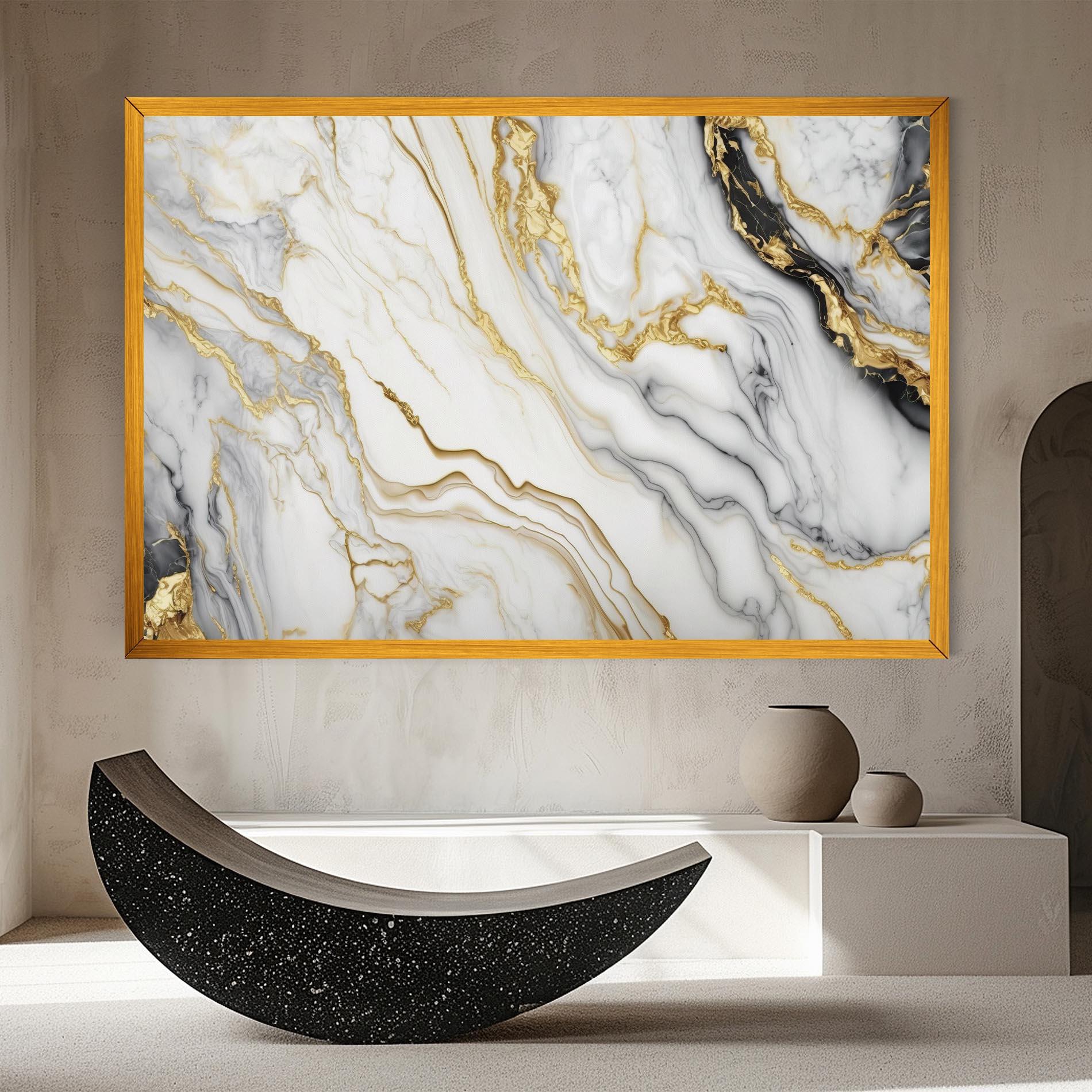 Leinwandbild White Golden Marble mockup 8