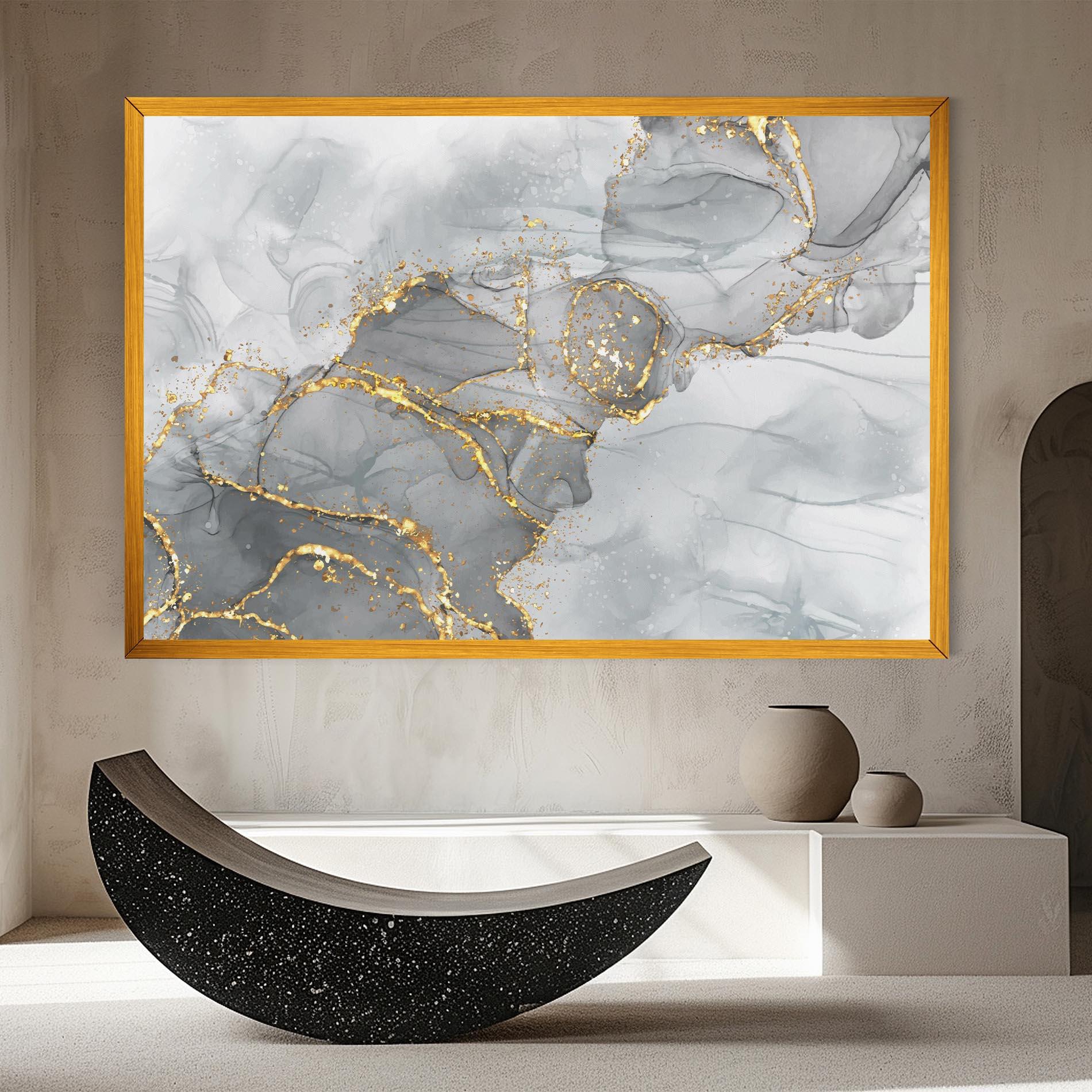 Leinwandbild White Ink Marble mockup 8