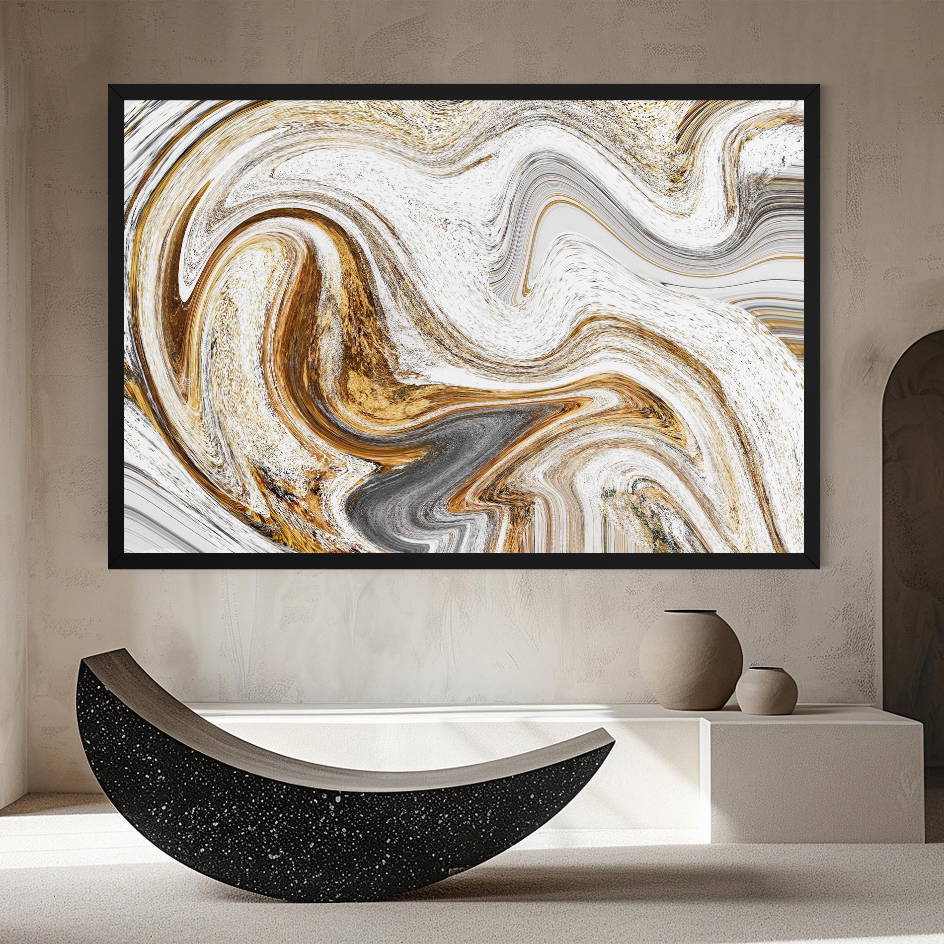 Leinwandbild Gold White Liquid mockup 8