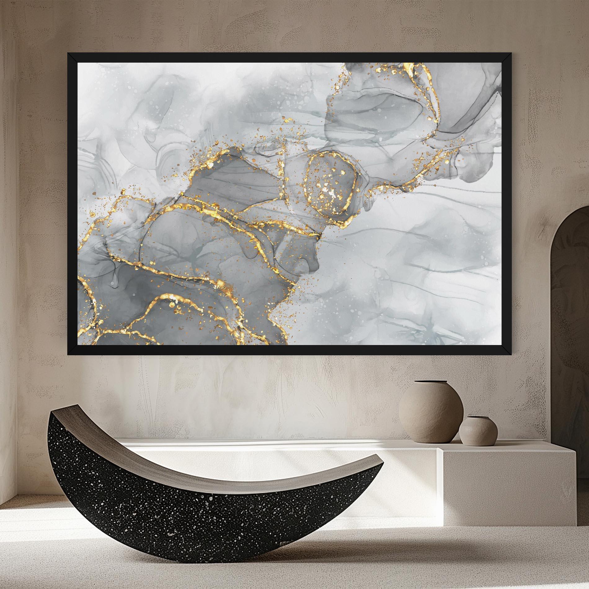 Leinwandbild White Ink Marble mockup 8