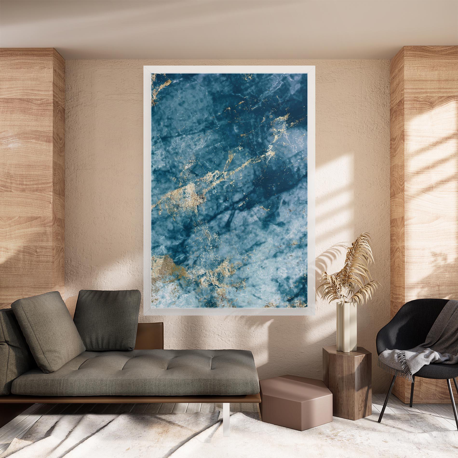Leinwandbild Blue Water Marble mockup 8