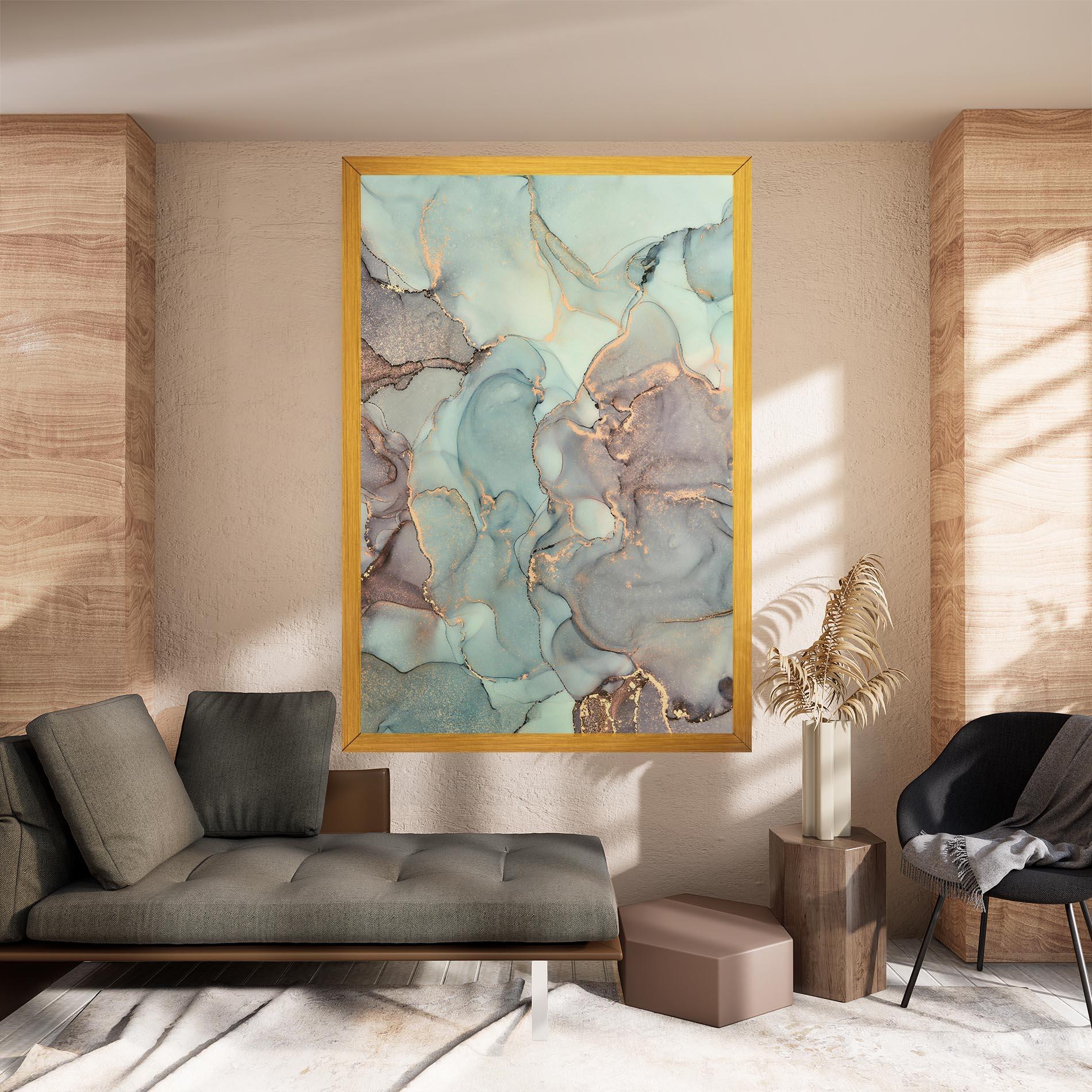 Leinwandbild Abstract Turquoise Marble mockup 8