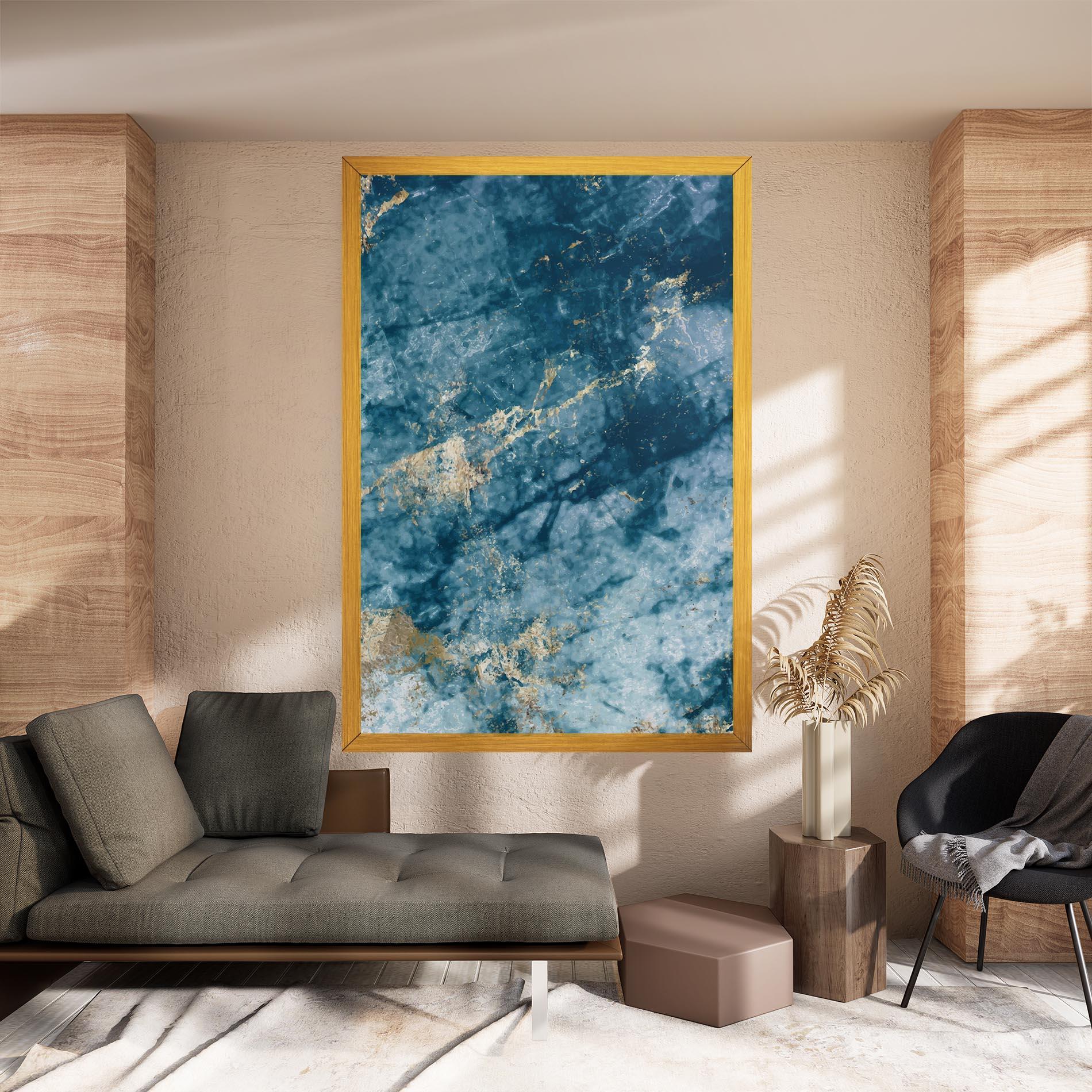 Leinwandbild Blue Water Marble mockup 8