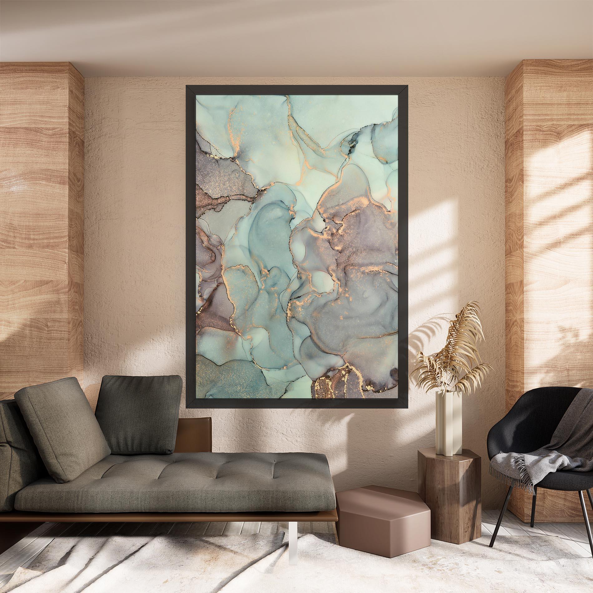 Leinwandbild Abstract Turquoise Marble mockup 8