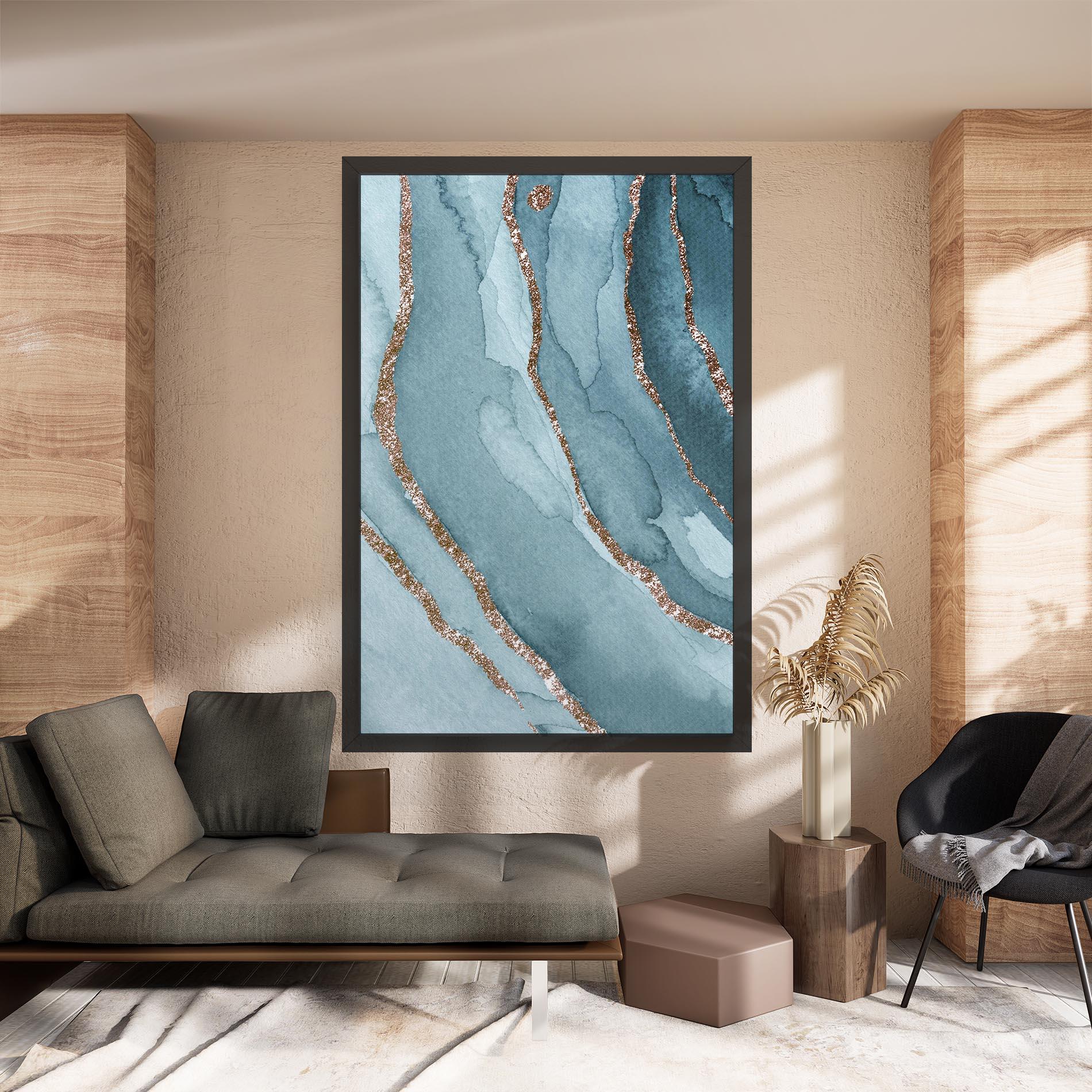 Leinwandbild Blue Golden Glitter mockup 8