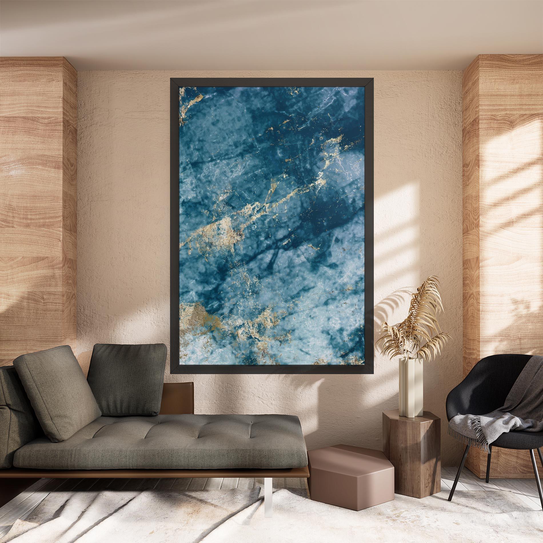 Leinwandbild Blue Water Marble mockup 8