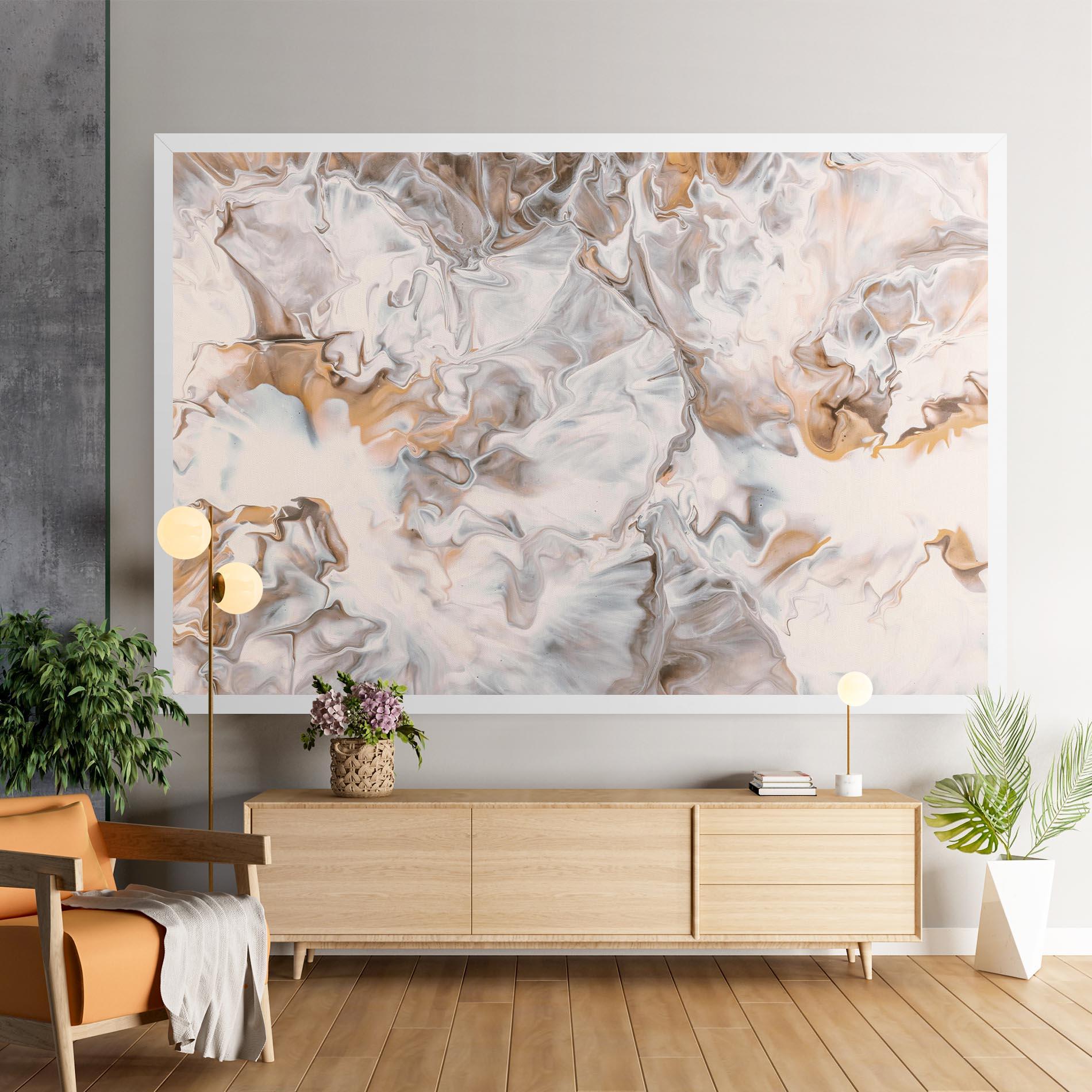 Leinwandbild White Gold Abstract mockup 9