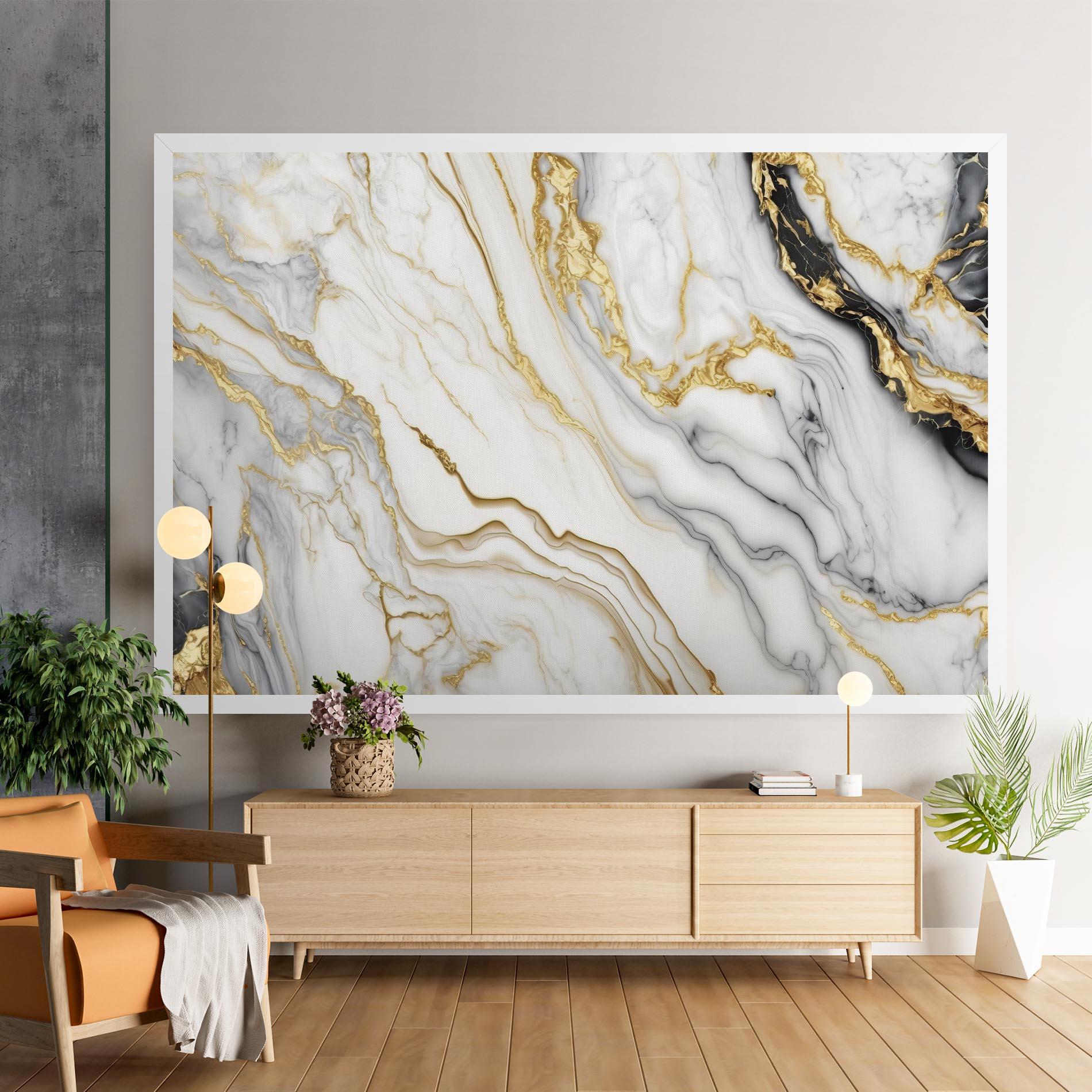 Leinwandbild White Golden Marble mockup 9