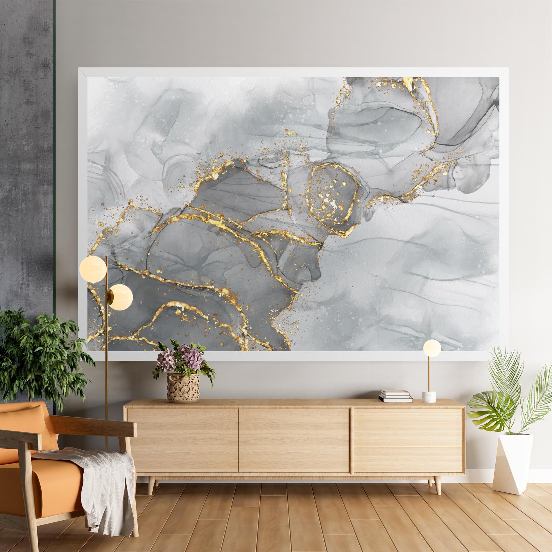 Leinwandbild White Ink Marble mockup 9