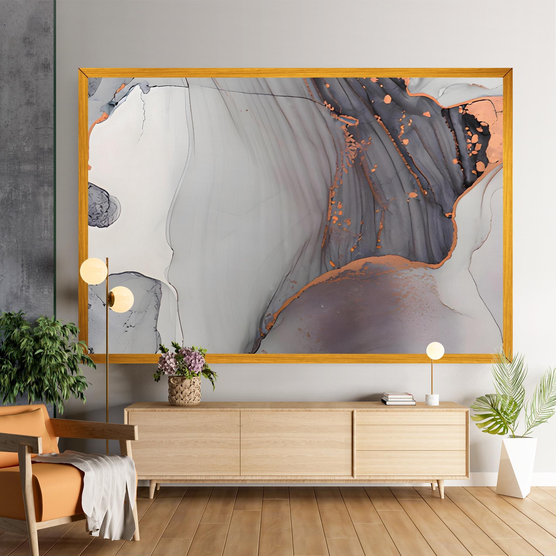 Leinwandbild Grey Pink Liquid Marble mockup 9