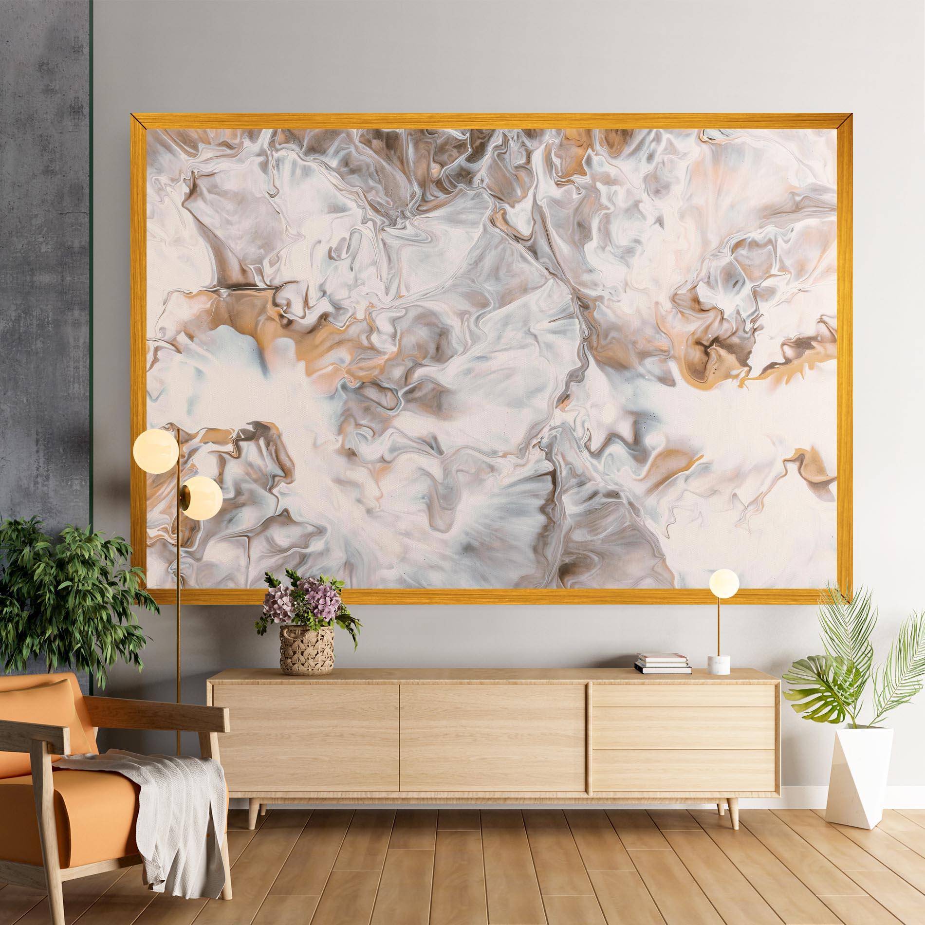 Leinwandbild White Gold Abstract mockup 9