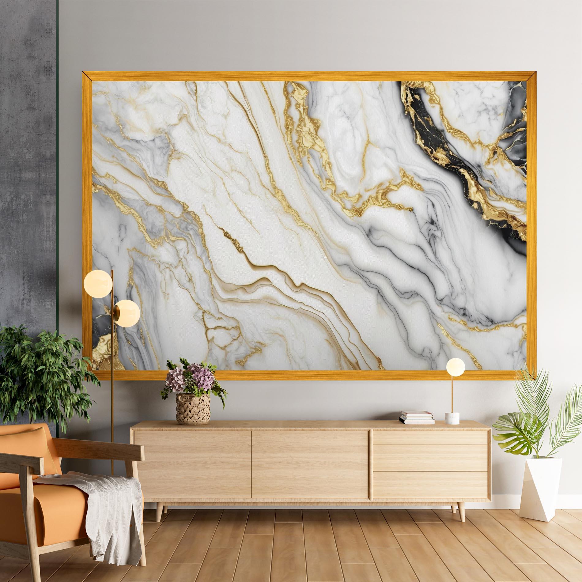 Leinwandbild White Golden Marble mockup 9