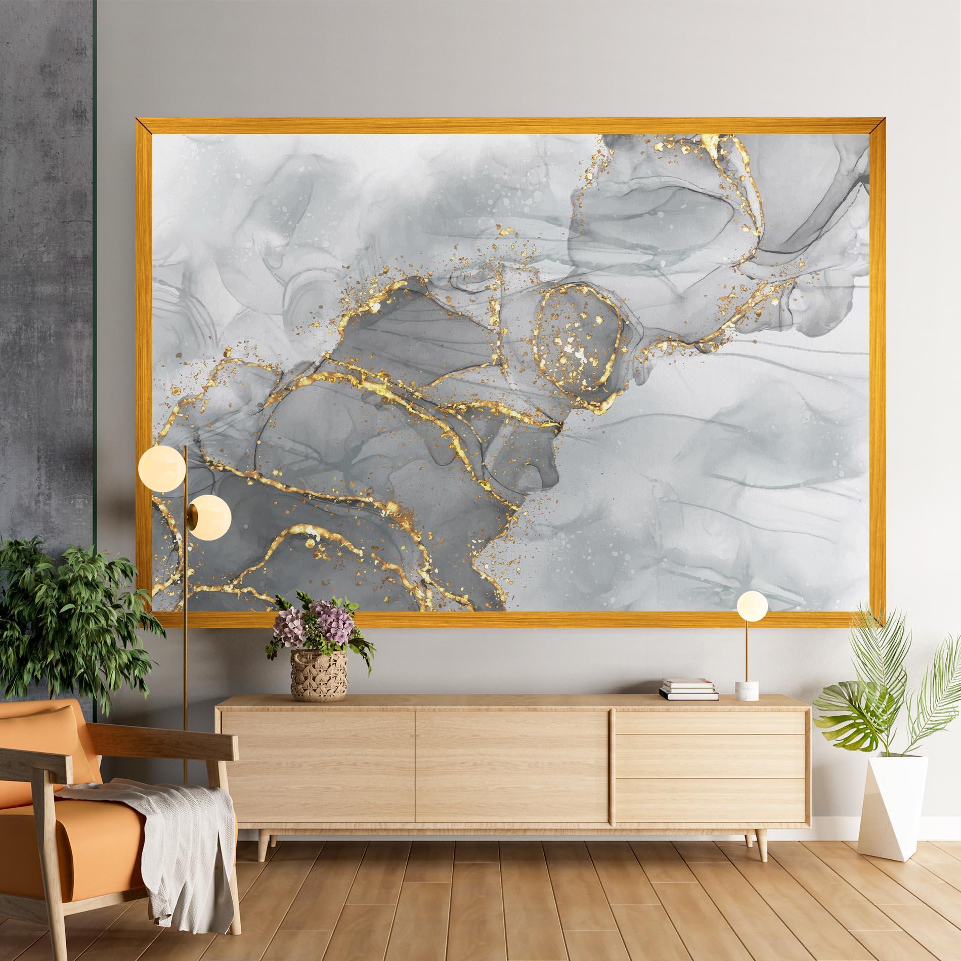 Leinwandbild White Ink Marble mockup 9